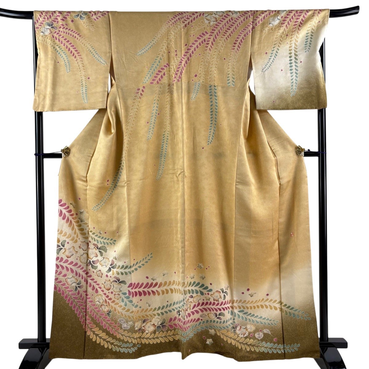 美品】 訪問着 身丈163cm 裄丈67cm M 袷 落款あり 辻が花柄 銀通し