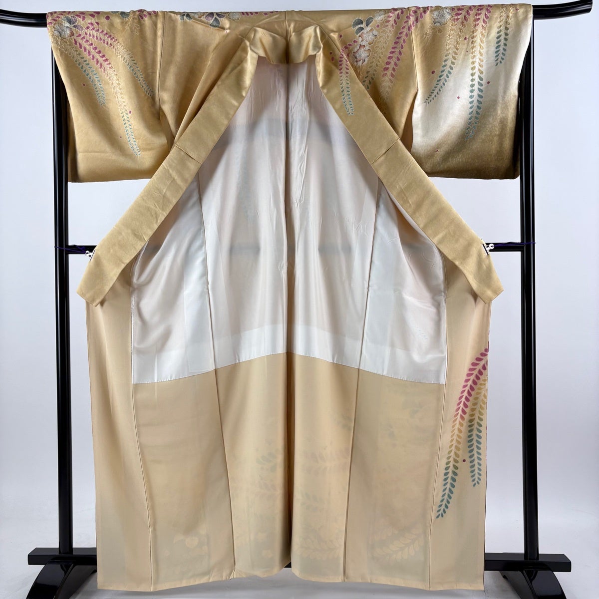 美品】 訪問着 身丈163cm 裄丈67cm M 袷 落款あり 辻が花柄 銀通し