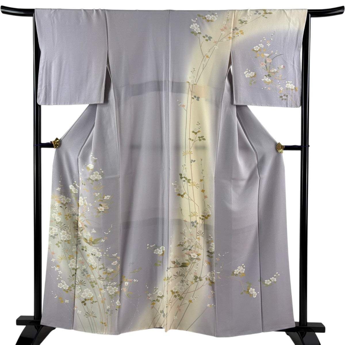 【着物】付下げ　暈し　植物文　身丈約161cm　裄丈約62cm　25z03-1381 訪問着 身丈161cm 裄丈65.5cm M 袷 草花 枝花 ぼかし 薄紫 正絹 名品