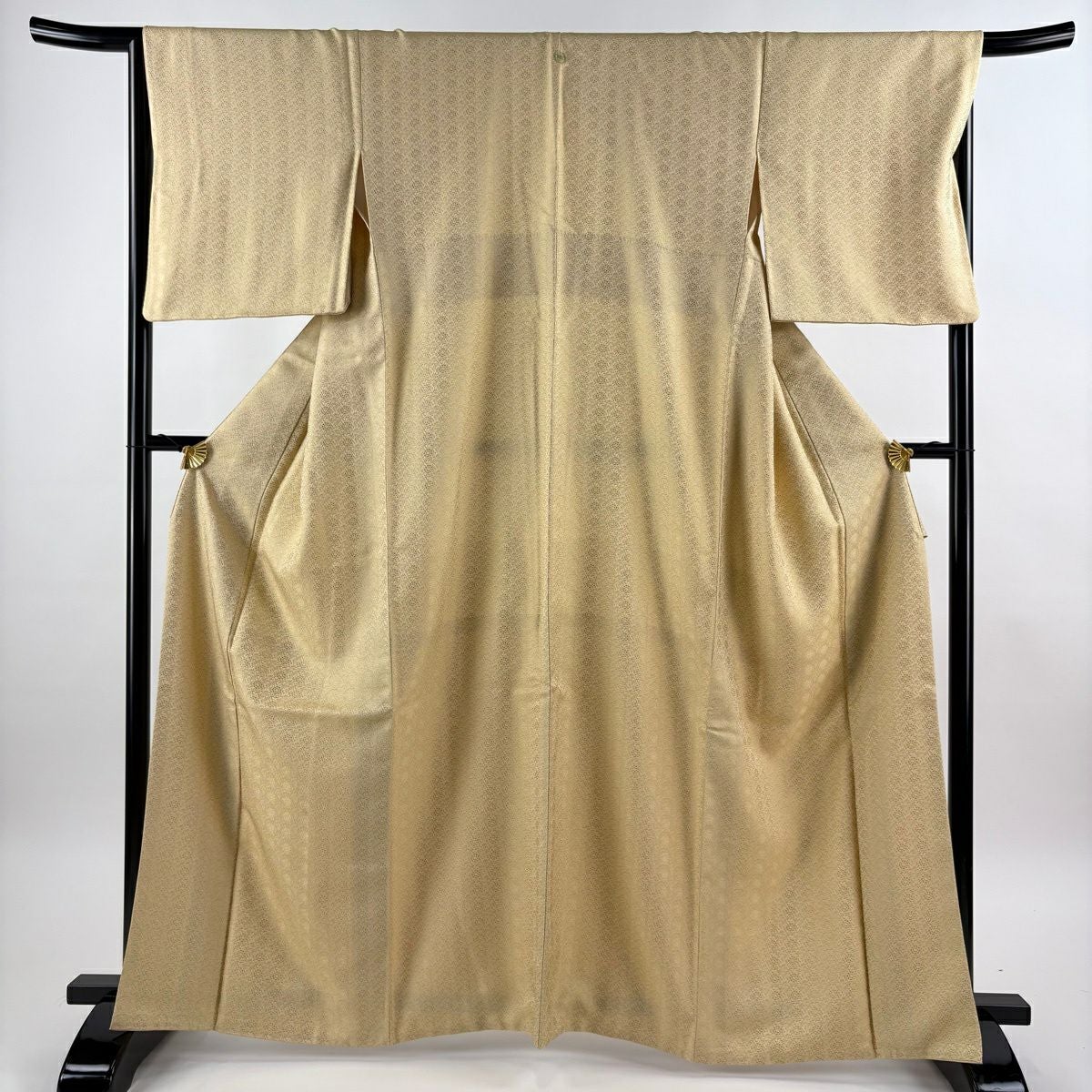 美品】 お召 身丈160cm 裄丈65cm M 袷 市三郎 証紙あり あじろ格子