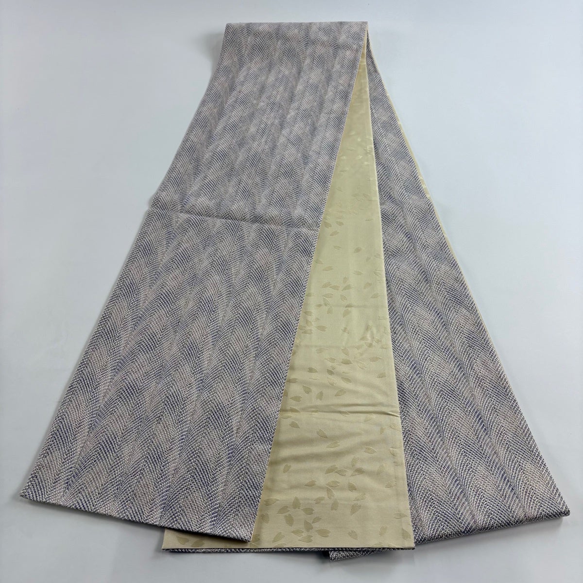 袋帯 名品 縞 斜め格子 金糸 薄紫 全通 正絹｜中古・古着・リサイクル