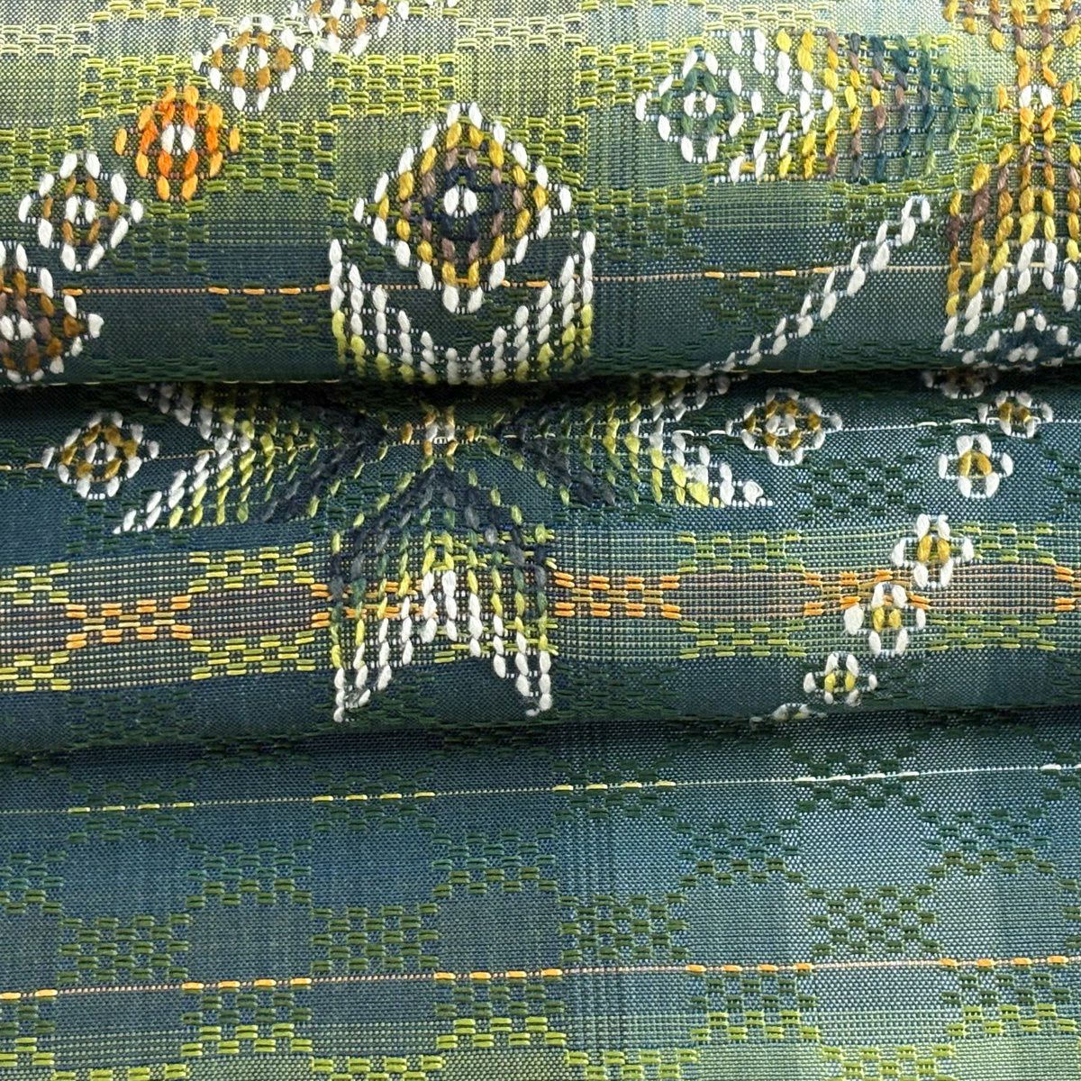 美品】 名古屋帯 逸品 落款あり 工房 真南風 松葉風 草木染 幾何学