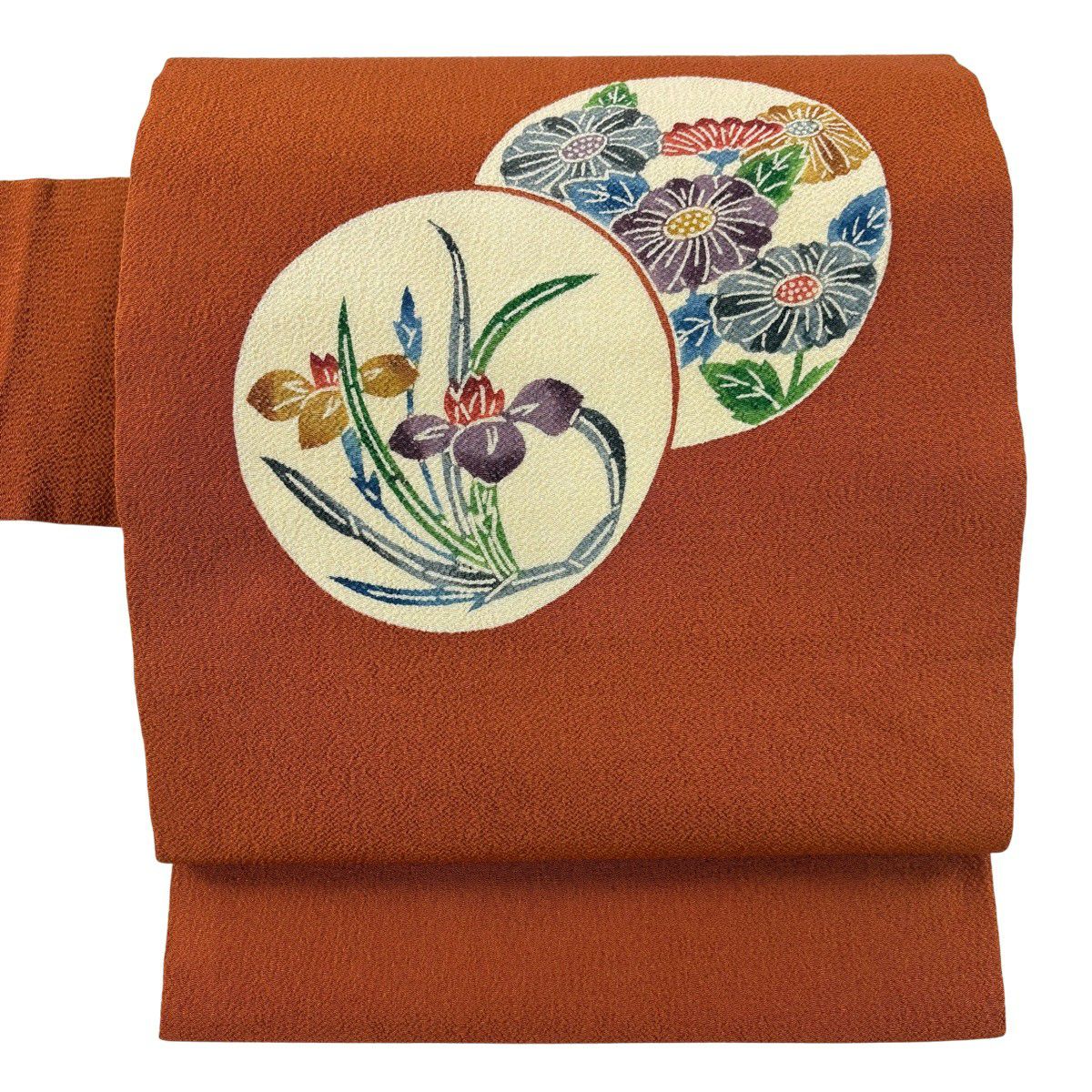 美品】 名古屋帯 秀品 落款あり 夏帯 絽 菖蒲 水色 正絹｜中古・古着