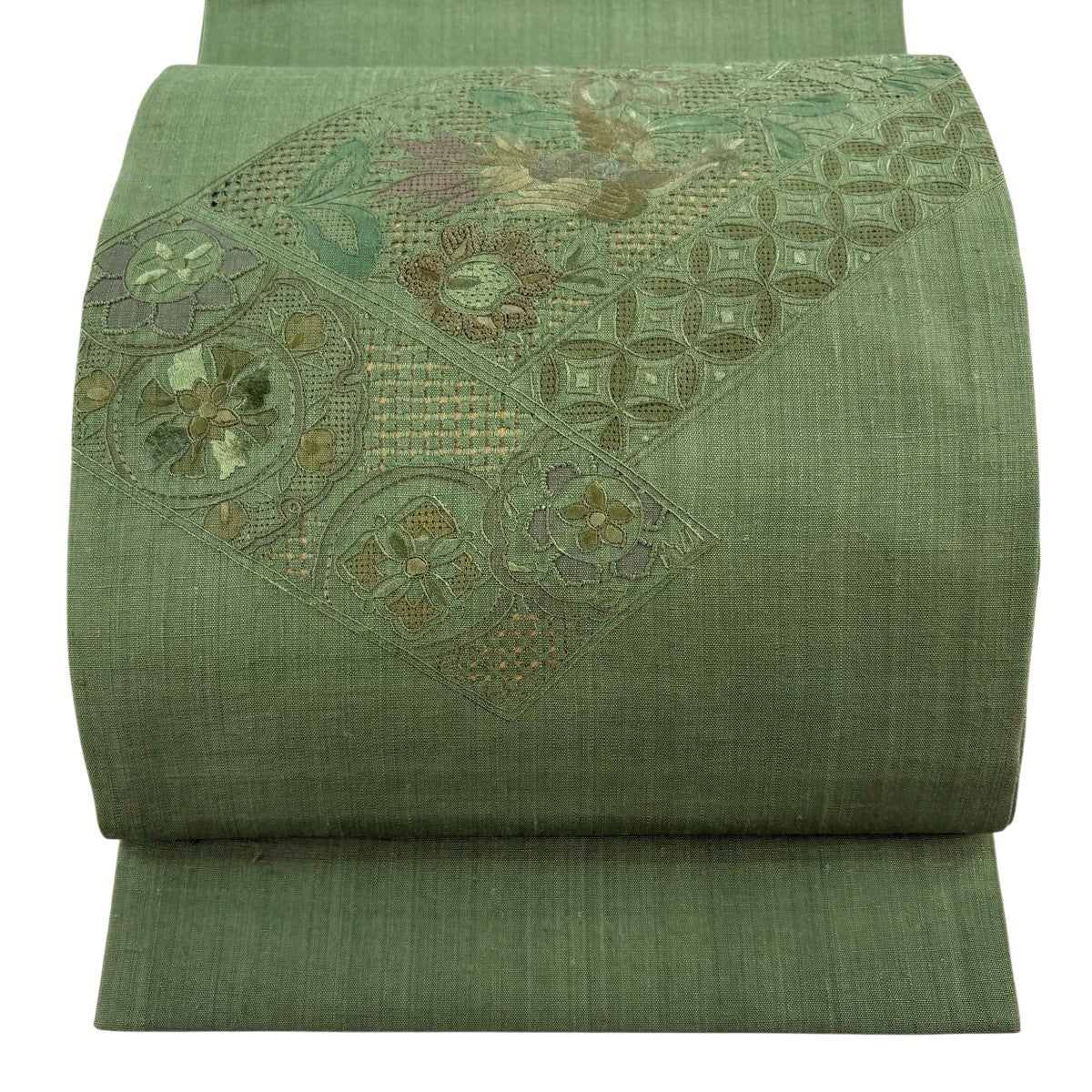 美品】 袋帯 秀品 鳥 草花 相良刺繍 赤 お太鼓柄 正絹|中古・古着 美品】 袋帯 秀品 鳥 草花 相良刺繍 赤 お太鼓柄 正絹|中古・古着