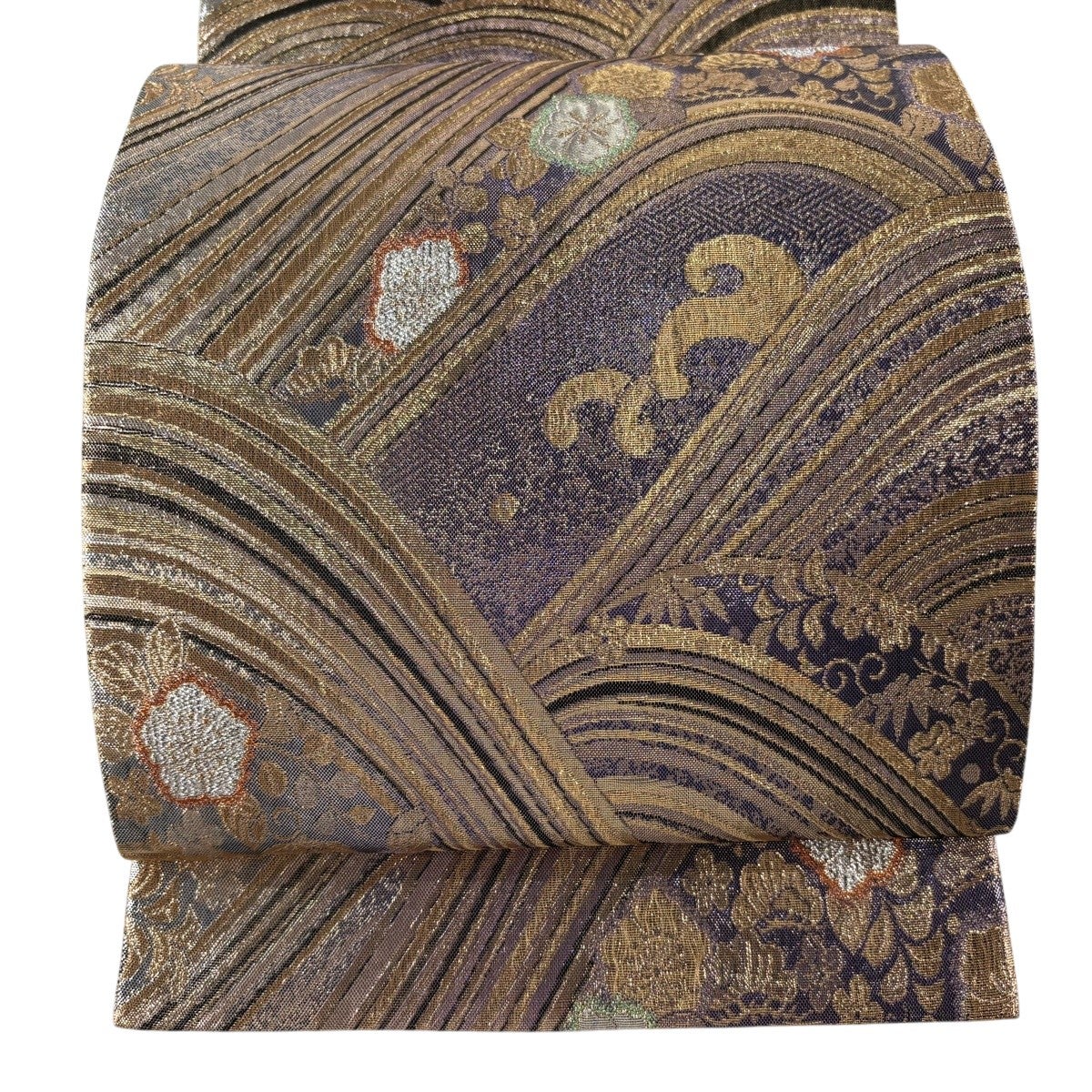 袋帯 秀品 鳥 草花 金銀彩 灰緑 お太鼓柄 正絹｜中古・古着