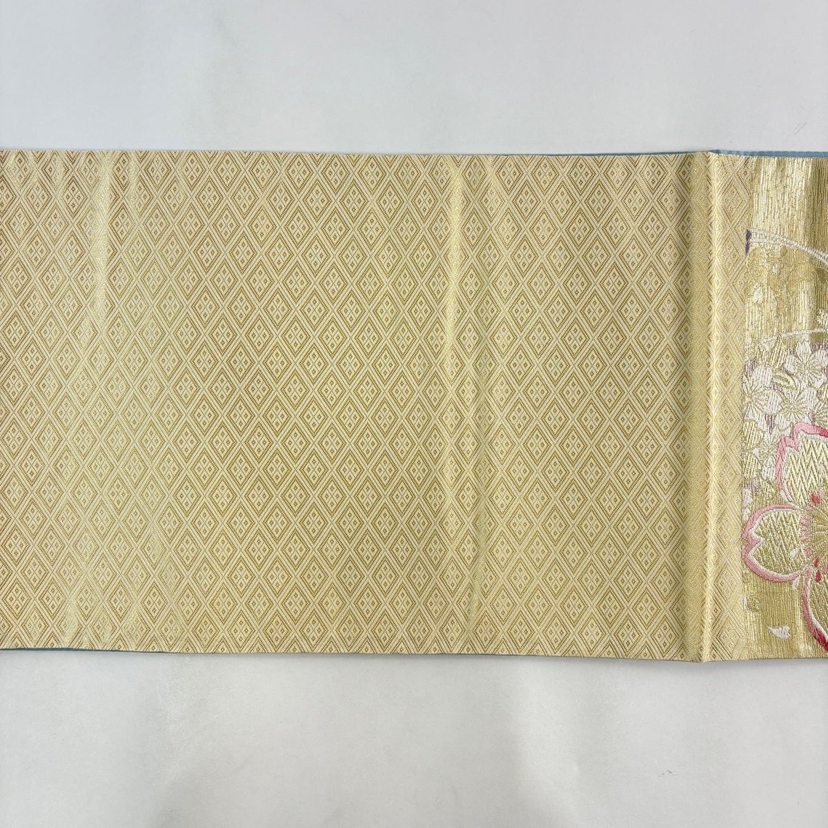 美品】 袋帯 秀品 桜 花びら 金糸 箔 金色 六通 正絹｜中古・古着