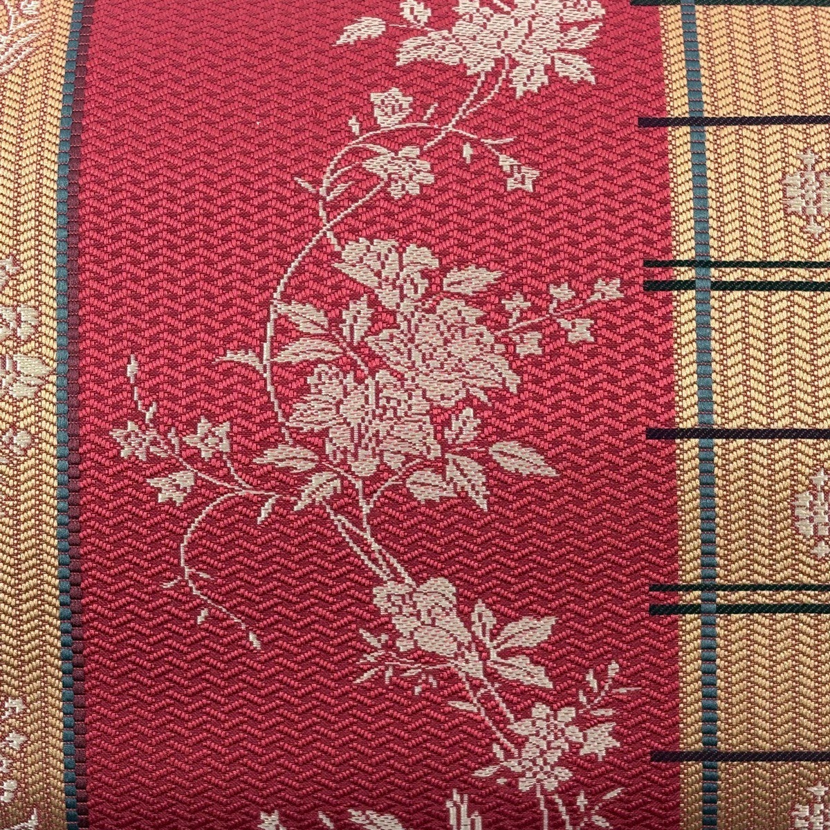 美品】 名古屋帯 秀品 八寸名古屋帯 松葉仕立て 草花 茜色 正絹｜中古