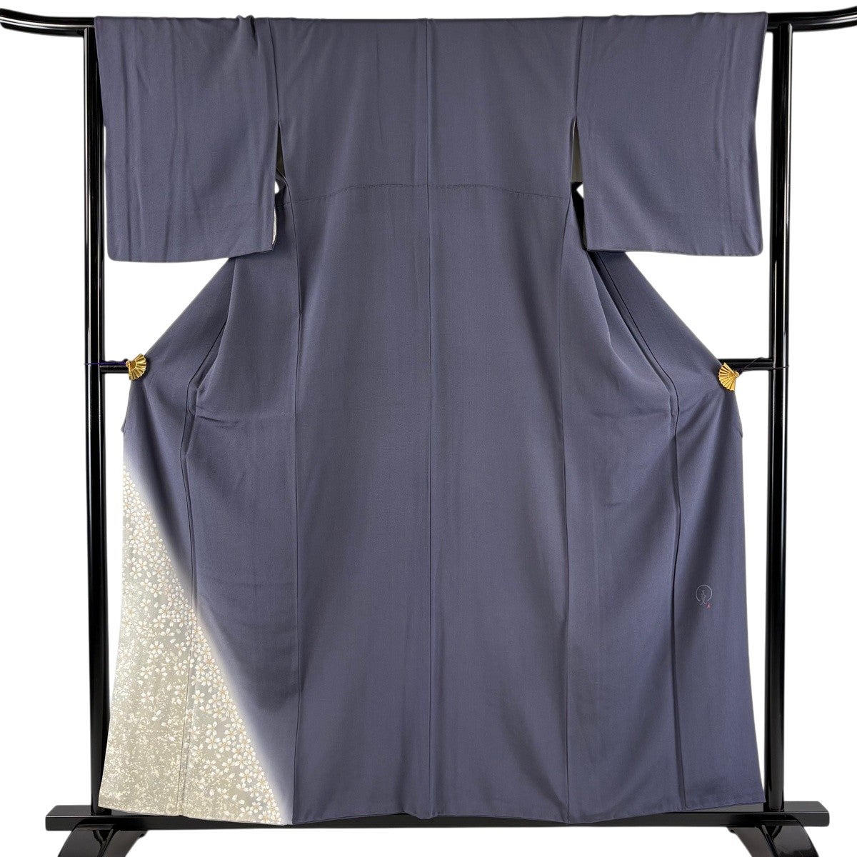 ★専用★未使用品 色無地 単衣 あやめ色 身丈159.0cm 裄丈66cm正絹 付下げ 身丈157cm 裄丈65.5cm M 袷 落款あり 桜 銀彩 刺繍 青灰色 正絹