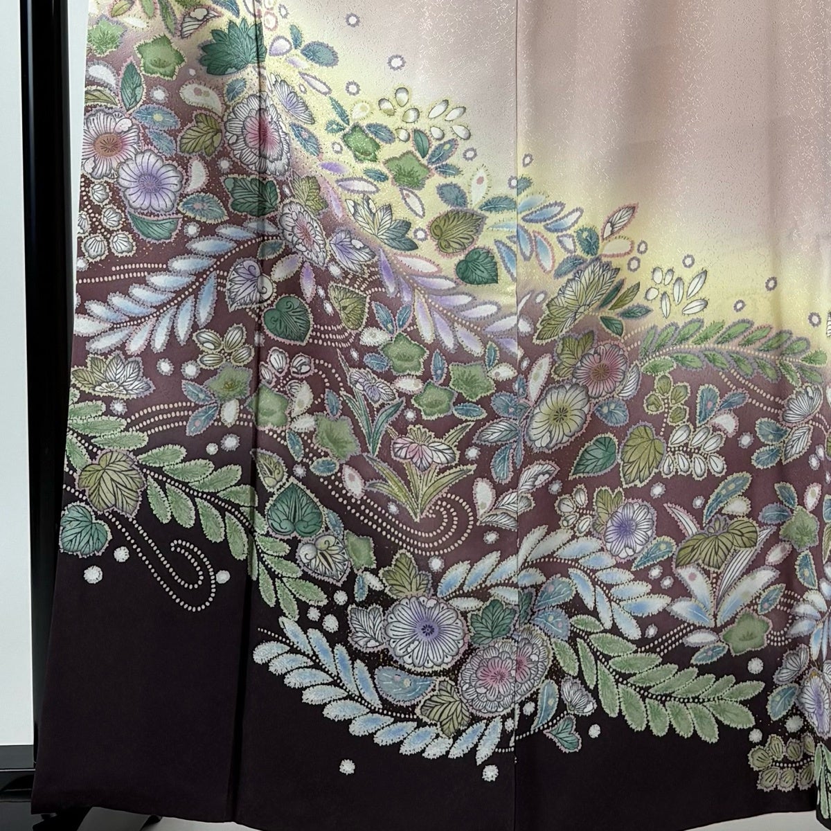 美品】 訪問着 身丈162cm 裄丈67cm M 袷 辻が花柄 金彩 染め分け 薄