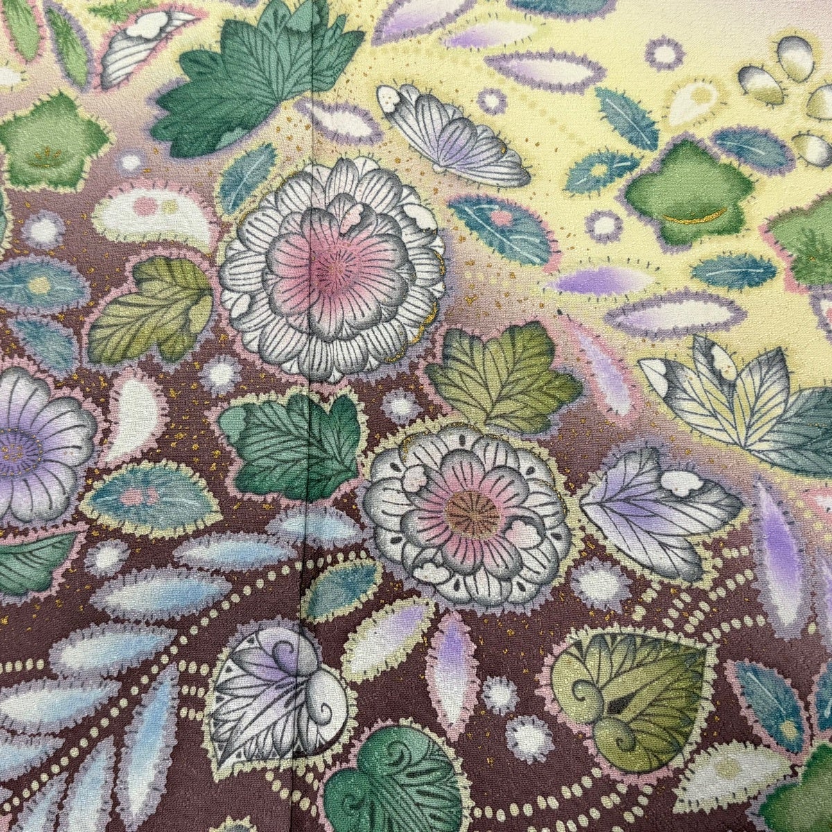 美品】 訪問着 身丈162cm 裄丈67cm M 袷 辻が花柄 金彩 染め分け 薄