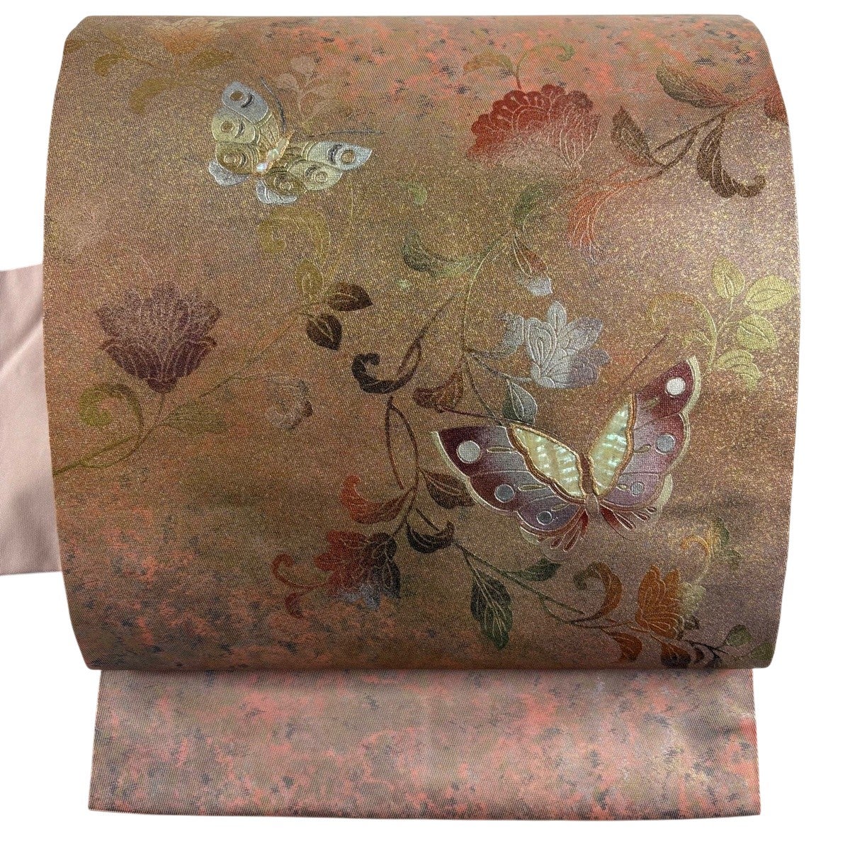 50%OFF 【美品】 名古屋帯 名品 関西仕立て 蝶 草花 金銀彩 螺鈿