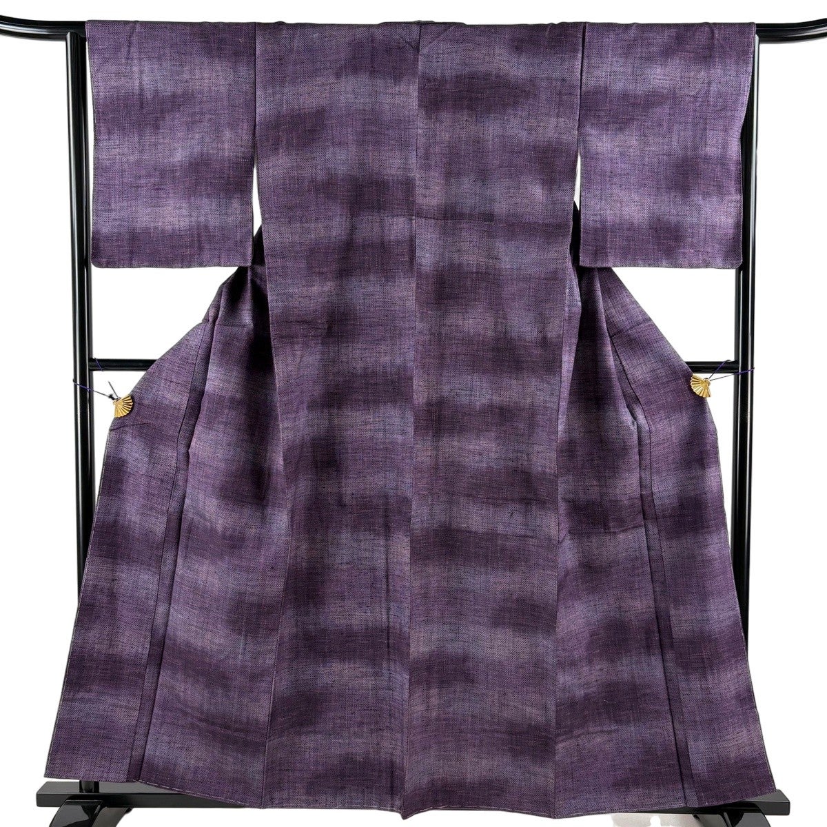 美品】 紬 身丈167cm 裄丈64cm M 袷 葉柄 灰色 正絹 優品｜中古・古着