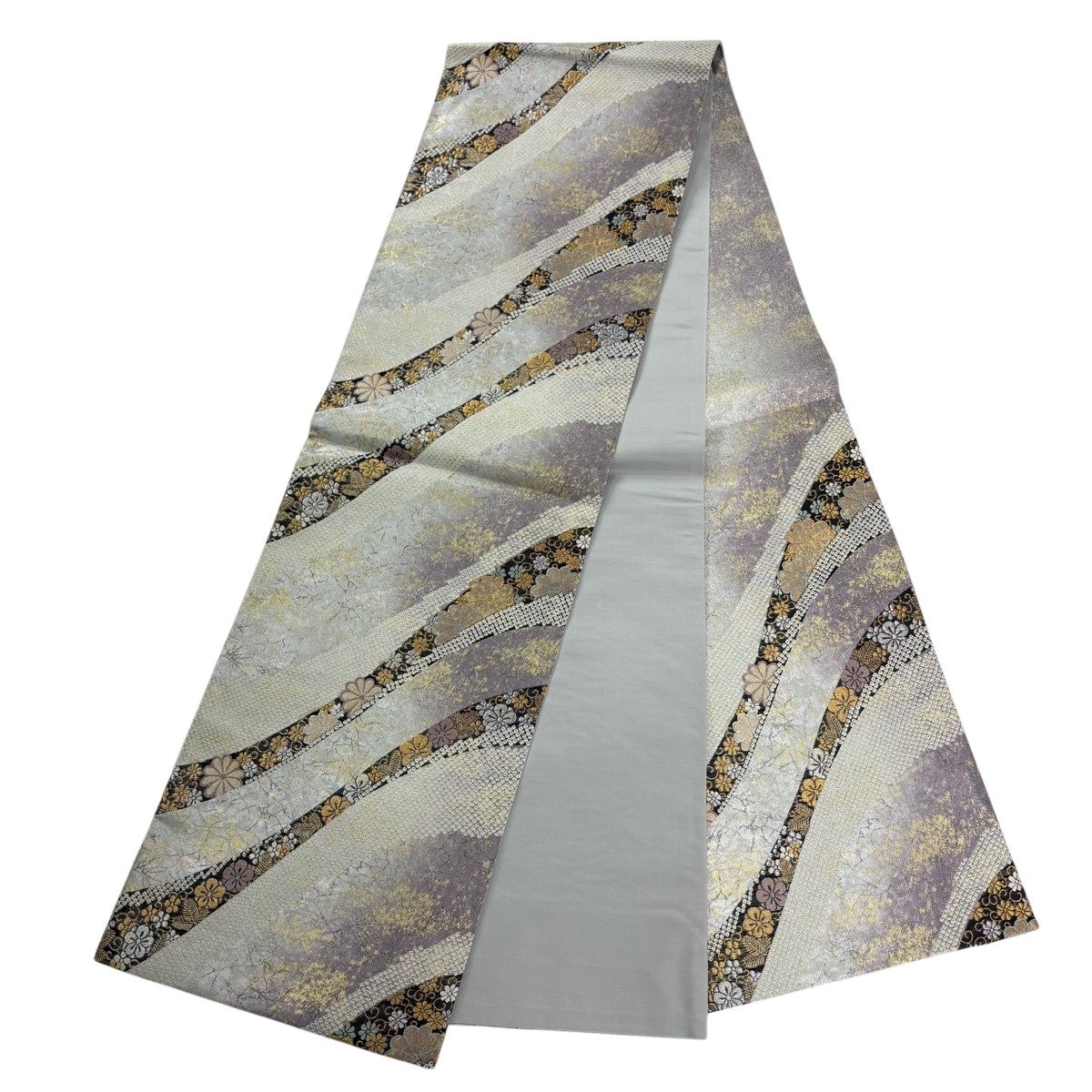 美品】 訪問着 身丈161cm 裄丈67.5cm L 袷 袋帯セット 辻が花柄 銀通し
