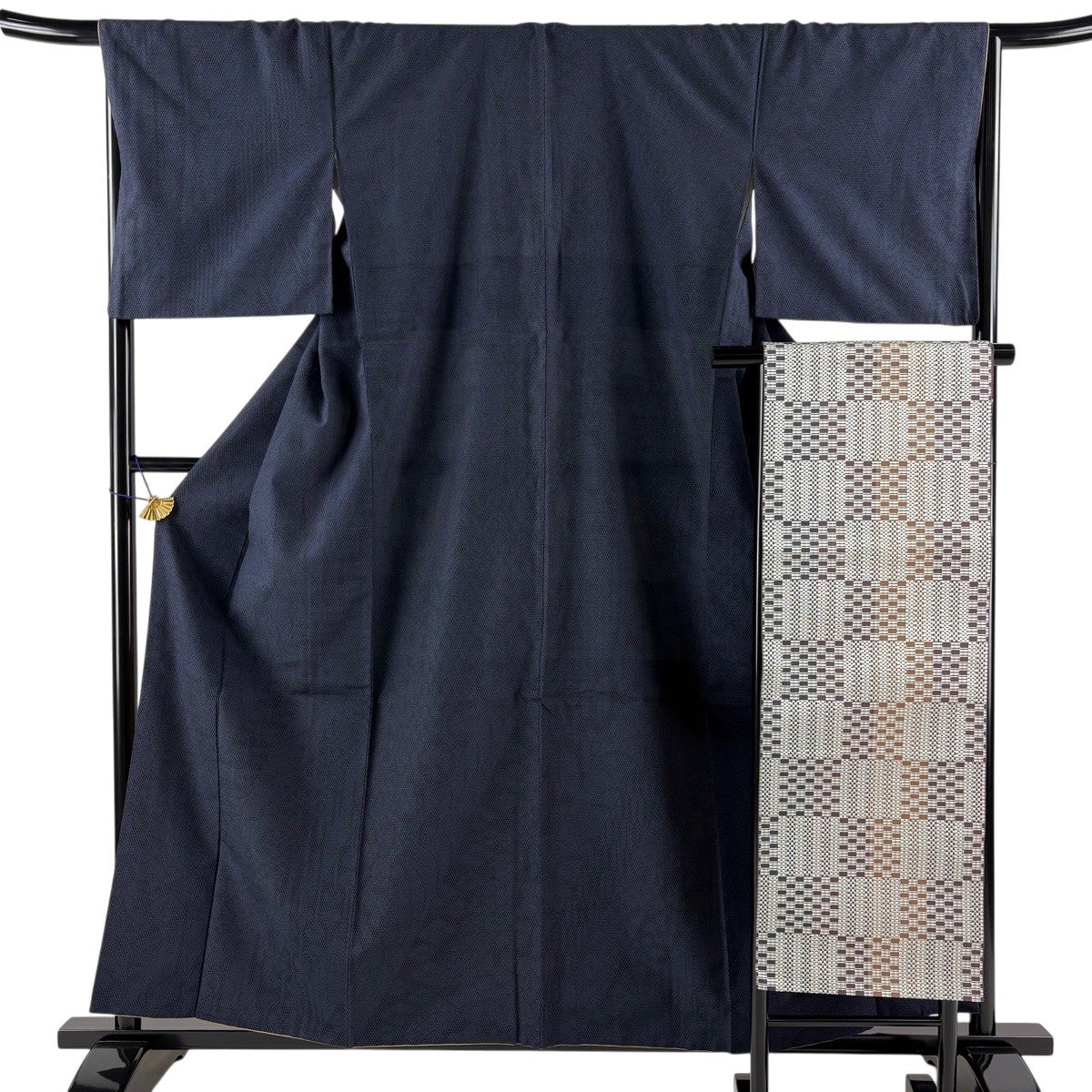 美品】 大島紬 身丈161cm 裄丈68.5cm L 袷 名古屋帯セット 証紙あり