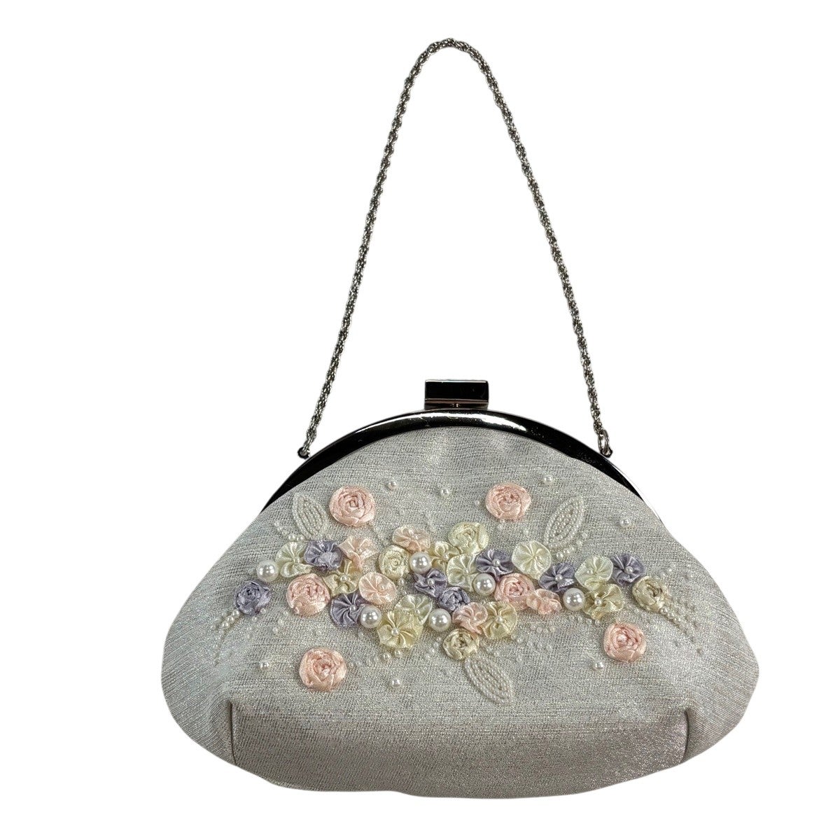 和装バッグ 逸品 ビーズバッグ フォーマル 草花 紺色 ビーズ 和装小物