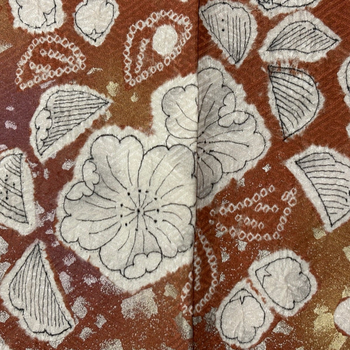 美品】 訪問着 身丈161cm 裄丈66.5cm M 袷 蝶 辻が花柄 金銀彩 絞り 赤