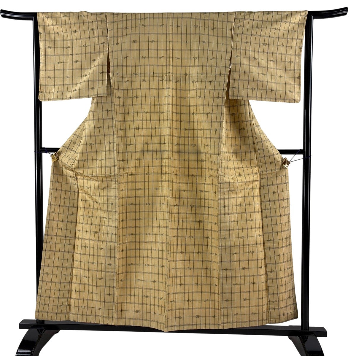 紬 身丈164.5cm 裄丈64cm M 薄物 夏紬 縞 ベージュ 麻 逸品｜中古