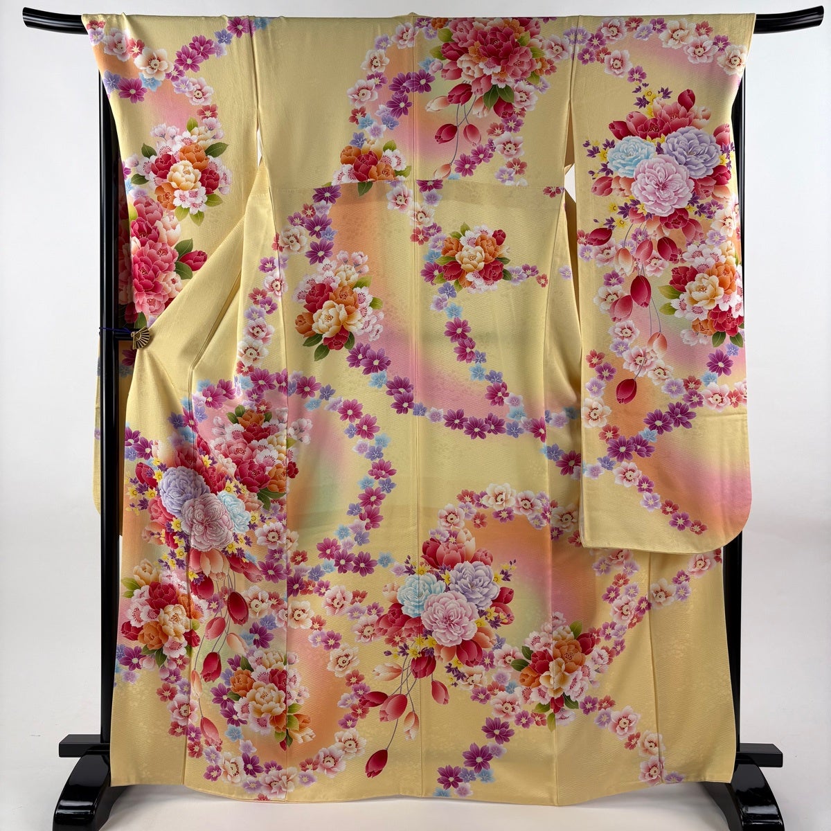 美品】 振袖 身丈166.5cm 裄丈70cm L 袷 袋帯フルセット チューリップ