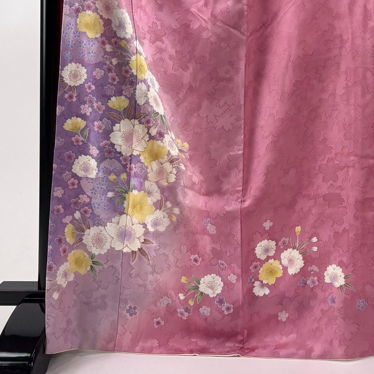 振袖 身丈169cm 裄丈70cm L 袷 袋帯フルセット 桜 地紋 金糸 金彩