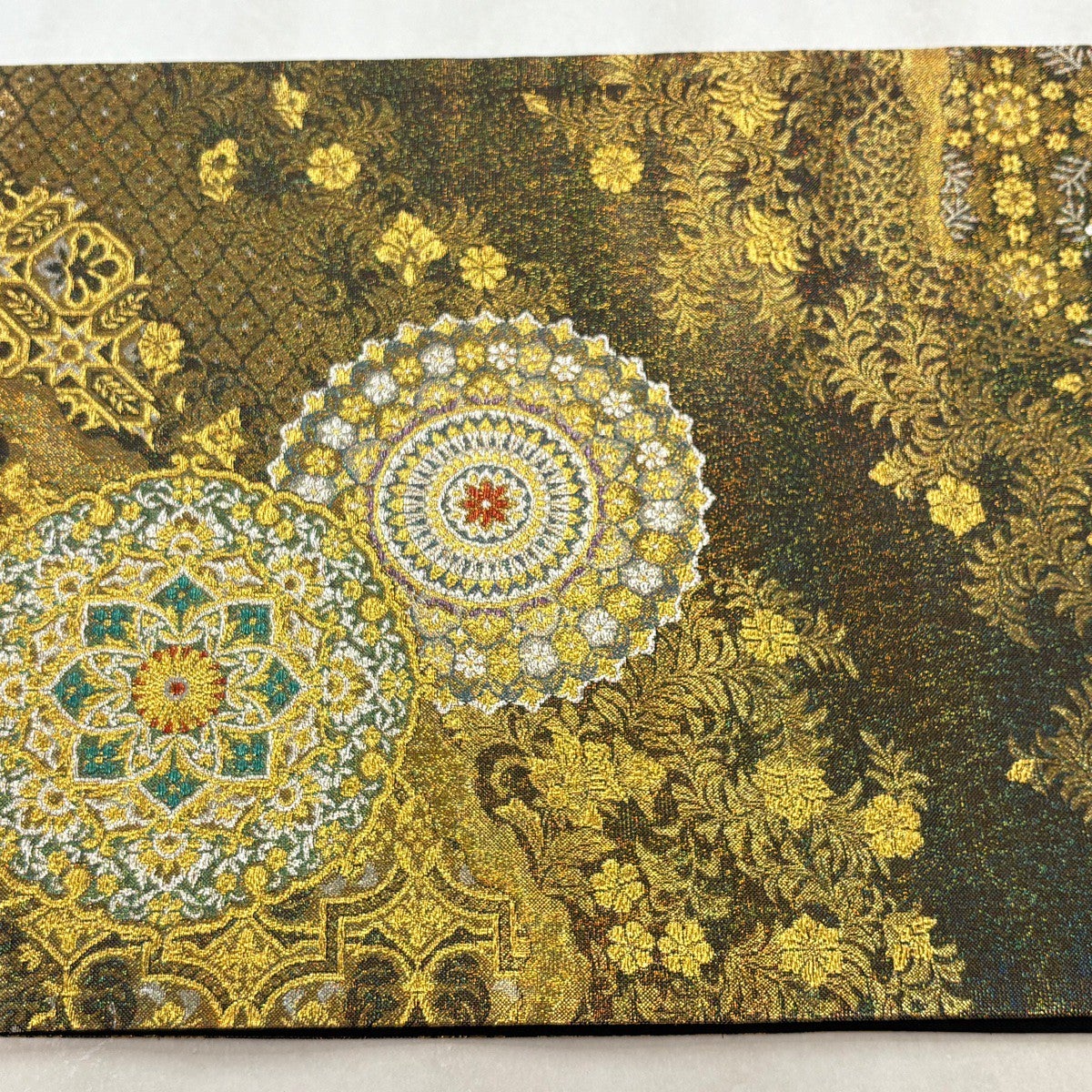 美品】 袋帯 秀品 更紗文様 華文 金糸 箔 金色 全通 正絹｜中古・古着