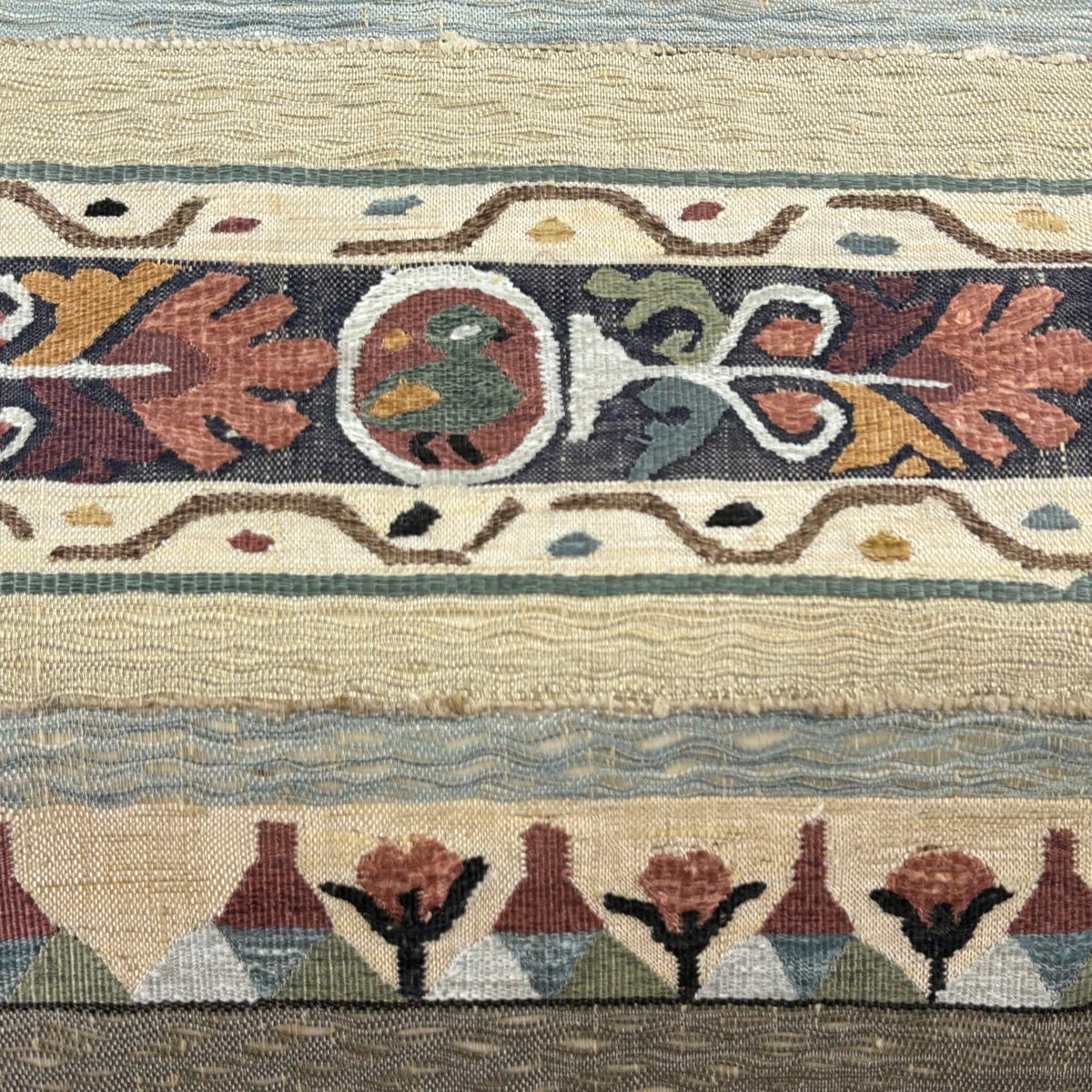 美品】 袋帯 秀品 草花 幾何学 金糸 灰緑 お太鼓柄 正絹|中古・古着 美品】 袋帯 秀品 草花 幾何学 金糸 灰緑 お太鼓柄 正絹|中古・古着
