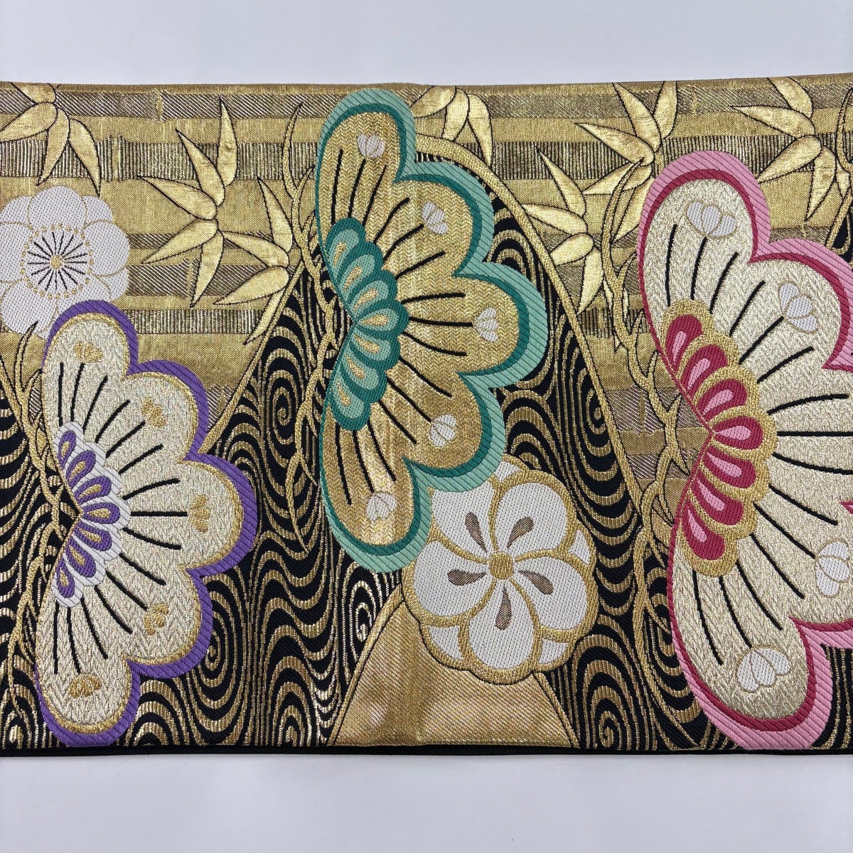 袋帯 秀品 笠松 流水 金糸 箔 金色 六通 正絹｜中古・古着・リサイクル