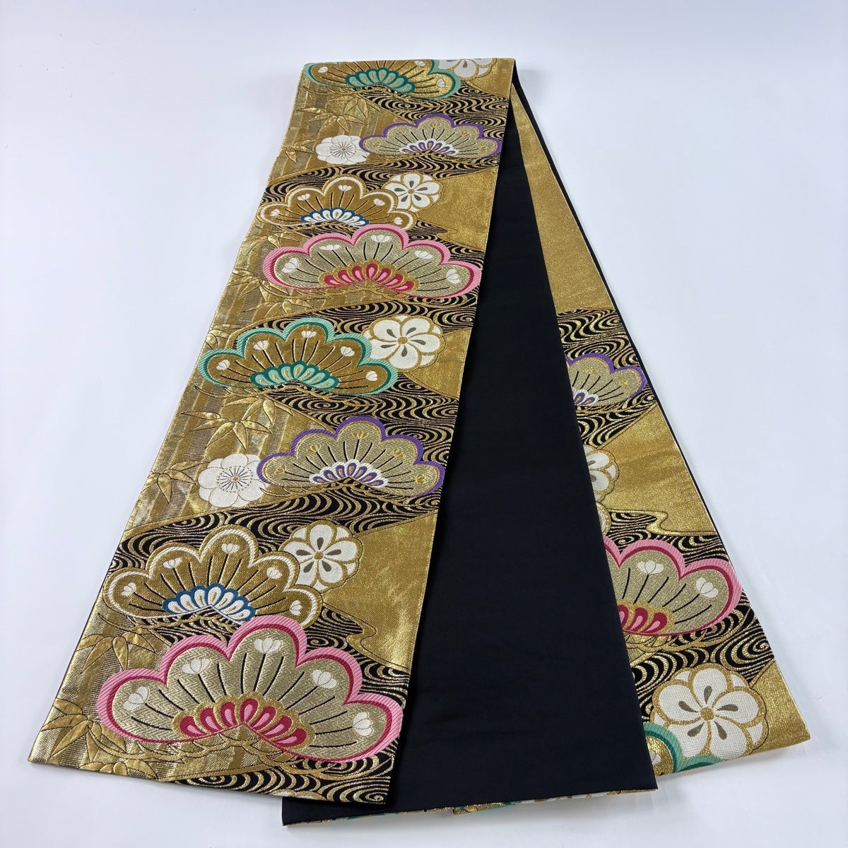 袋帯 秀品 笠松 流水 金糸 箔 金色 六通 正絹｜中古・古着・リサイクル