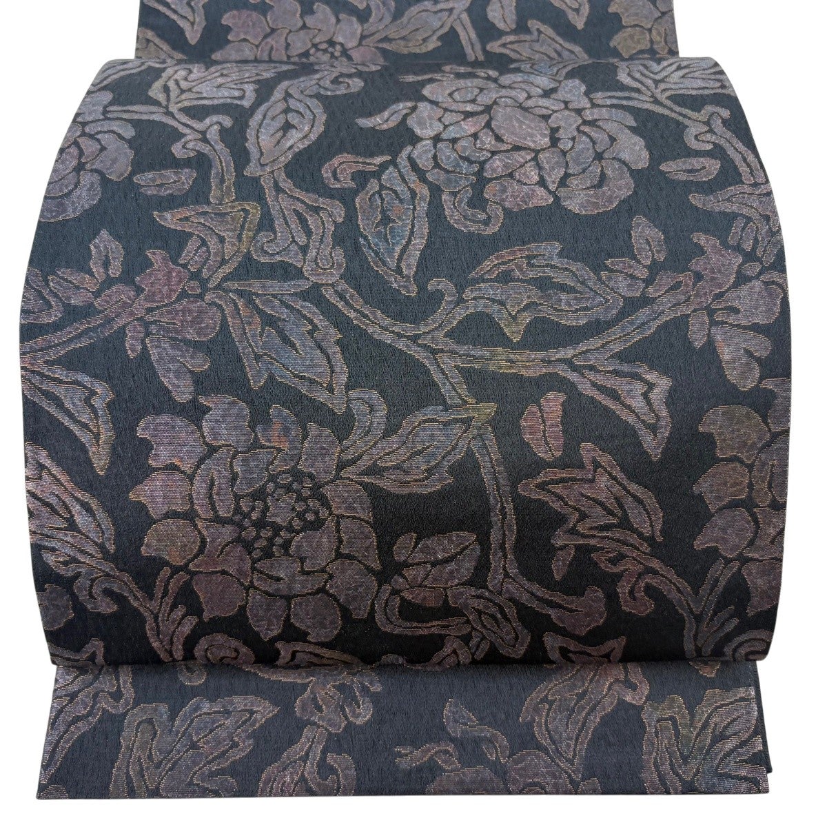 美品】 袋帯 秀品 草花 箔 黒 六通 正絹｜中古・古着・リサイクル着物