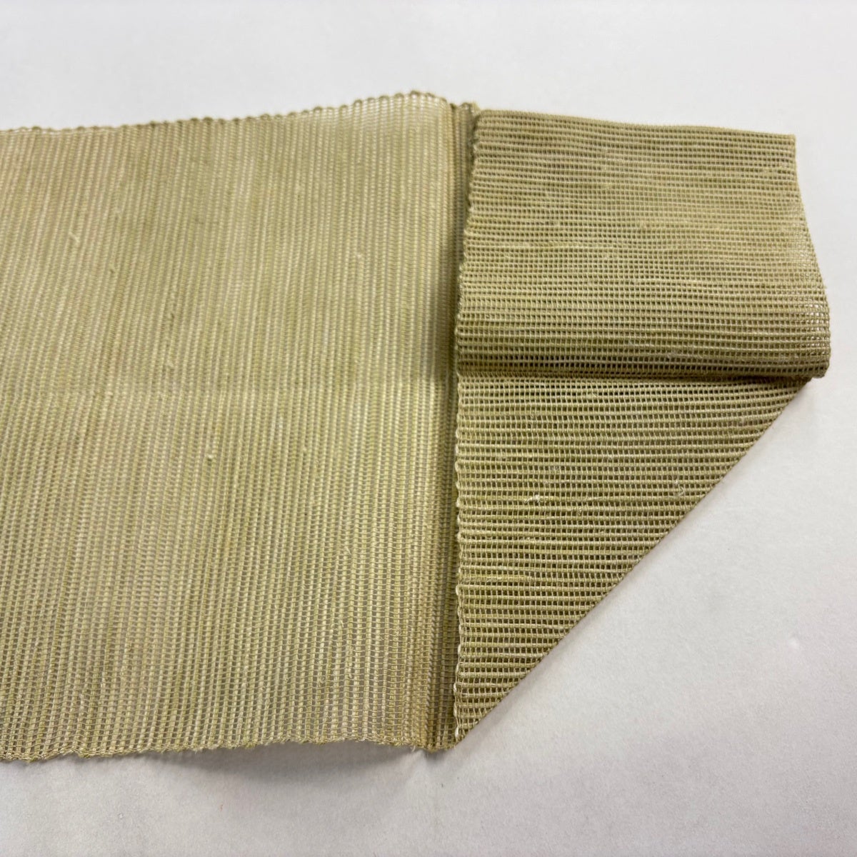 名古屋帯 秀品 松葉仕立て 八寸名古屋帯 夏帯 抽象柄 抹茶色 正絹