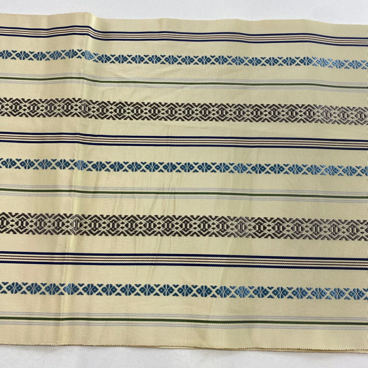 最終値引き】 70%OFF 名古屋帯 名品 八寸名古屋帯 松葉仕立て 縞 幾何