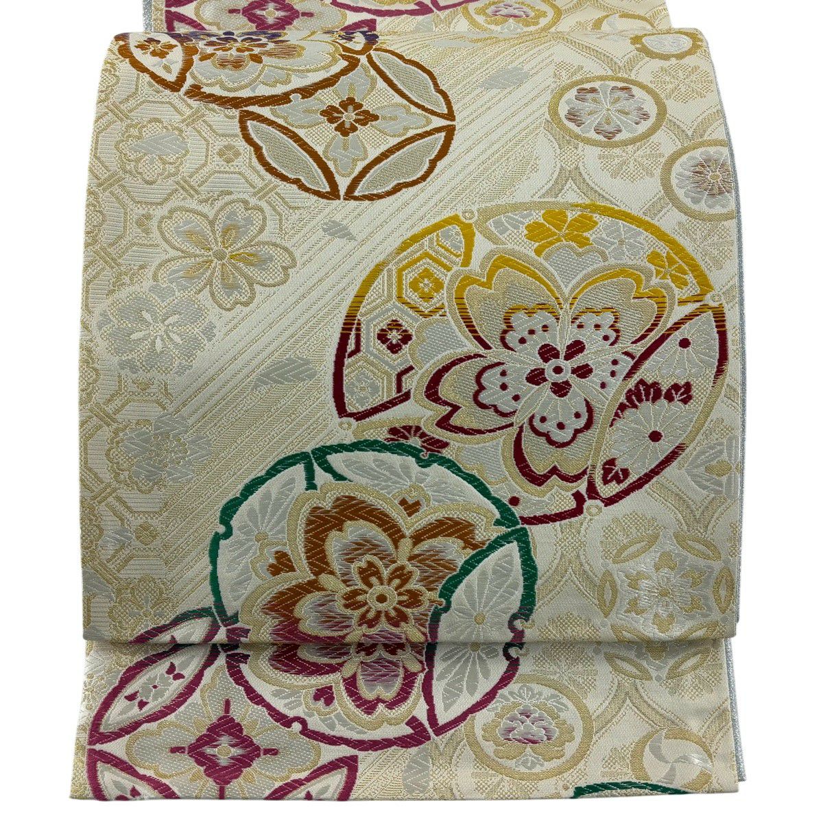 袋帯 秀品 七宝華文 金銀糸 唐織 黒 六通 正絹｜中古・古着