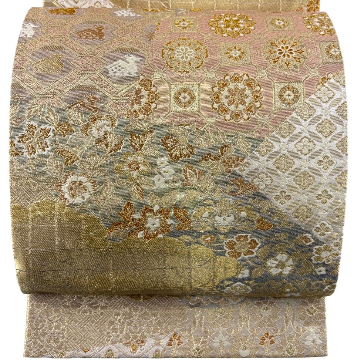 袋帯 秀品 蜀江華文 花唐草 金糸 箔 金色 六通 正絹|中古・古着 袋帯 秀品 蜀江華文 花唐草 金糸 箔 金色 六通 正絹|中古・古着