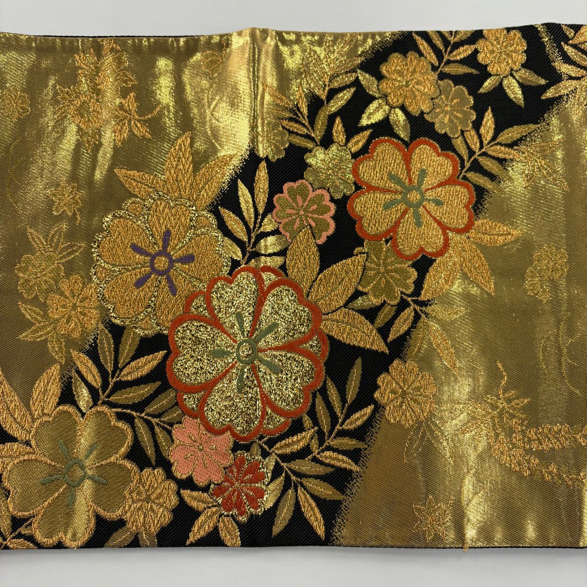 袋帯　扇　菊　楓　桜　雲　萩　鉄線花　伝統和模様　金糸　着物　101b d 袋帯 扇 菊 楓 桜 雲 萩 鉄線花 伝統和模様 金糸 着物 101b d