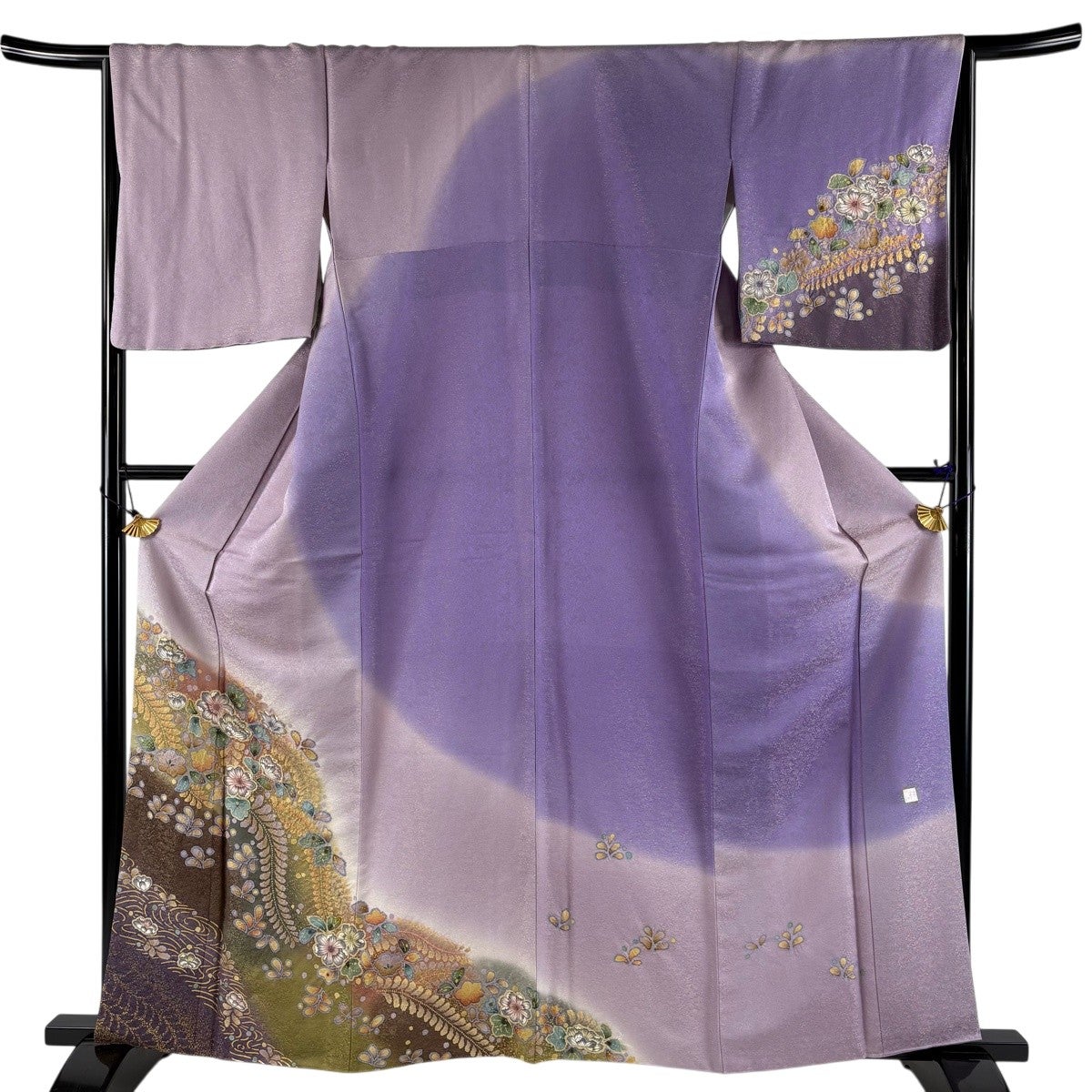 美品】 訪問着 身丈159cm 裄丈67.5cm L 袷 落款あり 辻が花柄 金通し
