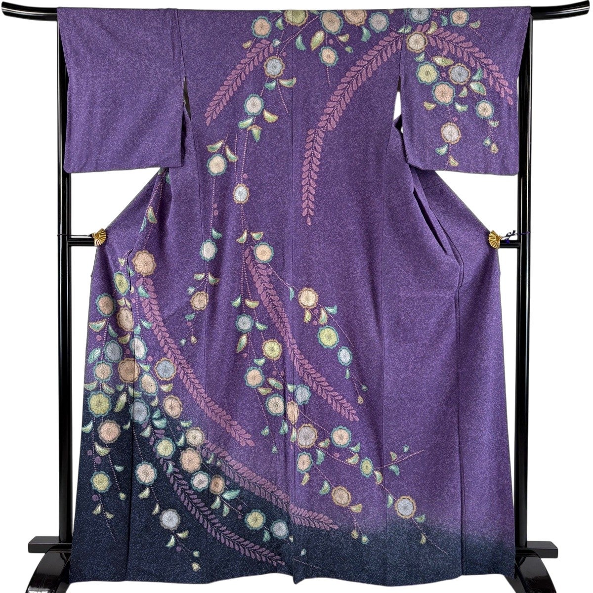 美品】 訪問着 身丈163cm 裄丈65cm M 袷 辻が花柄 刺繍 金通しし 茶