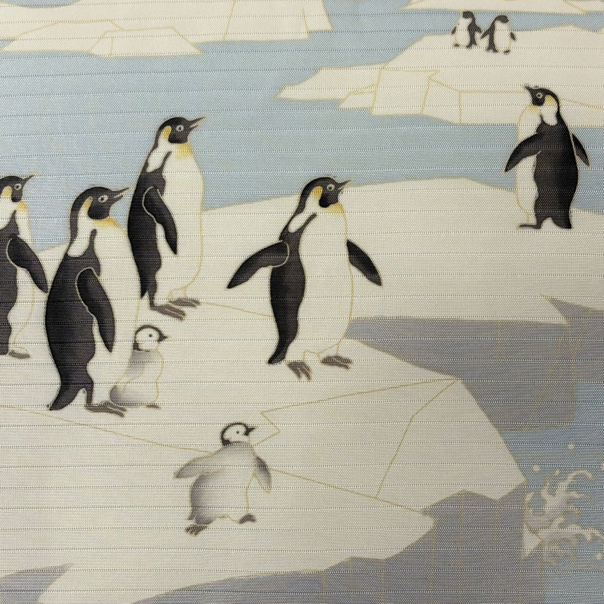 名古屋帯 逸品 夏帯 絽 五泉 ペンギン 氷山 水色 正絹｜中古・古着