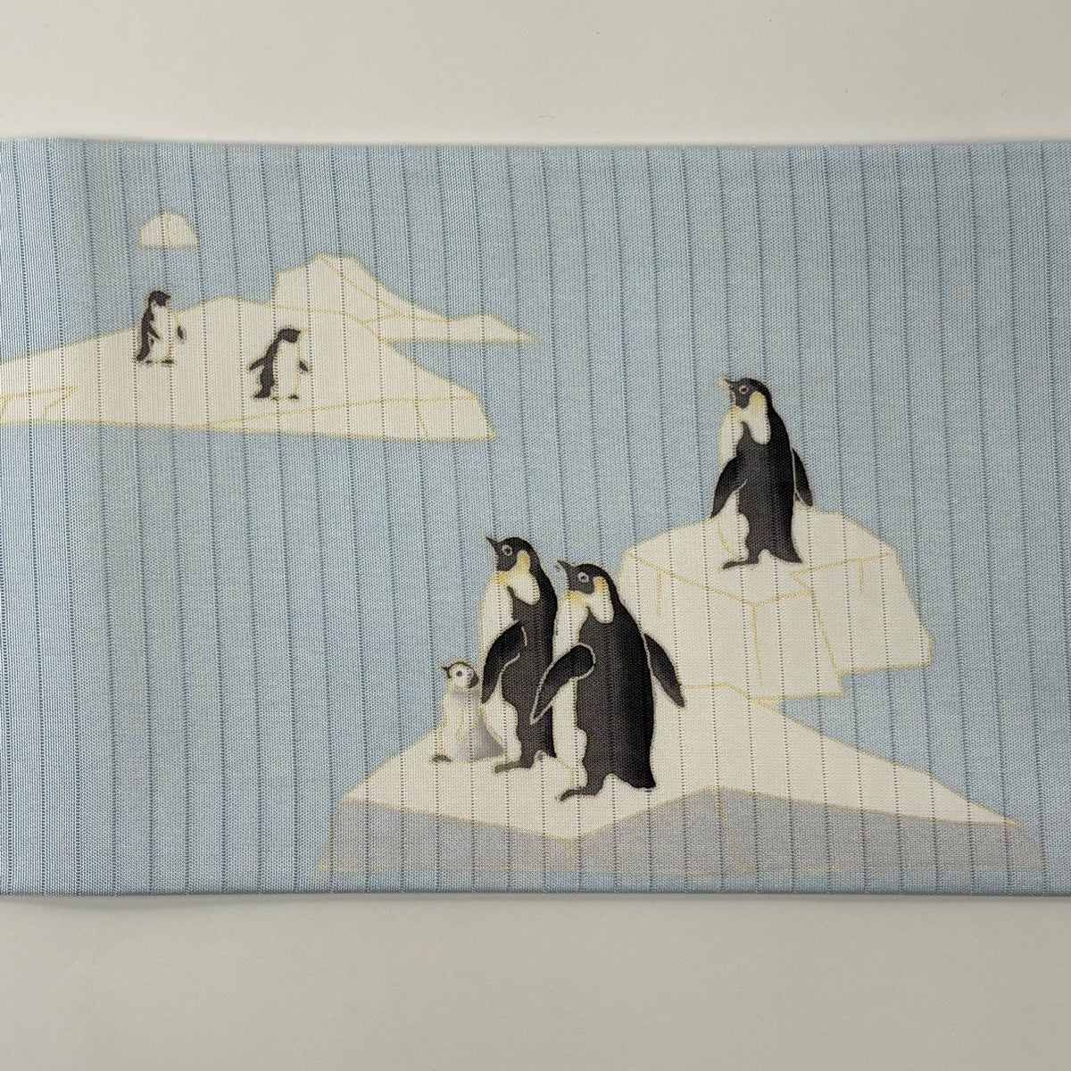 名古屋帯 逸品 夏帯 絽 五泉 ペンギン 氷山 水色 正絹｜中古・古着