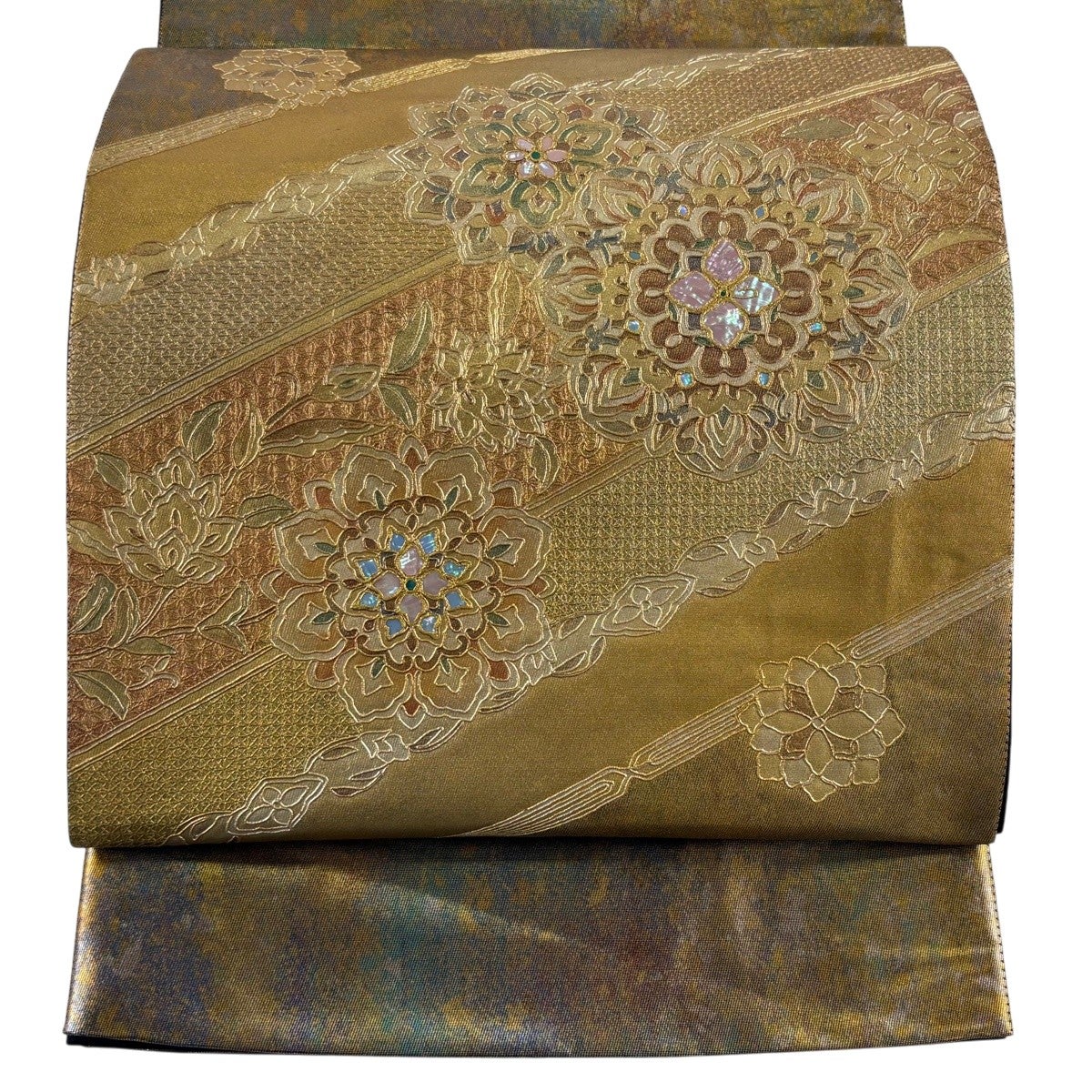 袋帯 秀品 鳥 華文 金糸 金彩 金色 お太鼓柄 正絹｜中古・古着