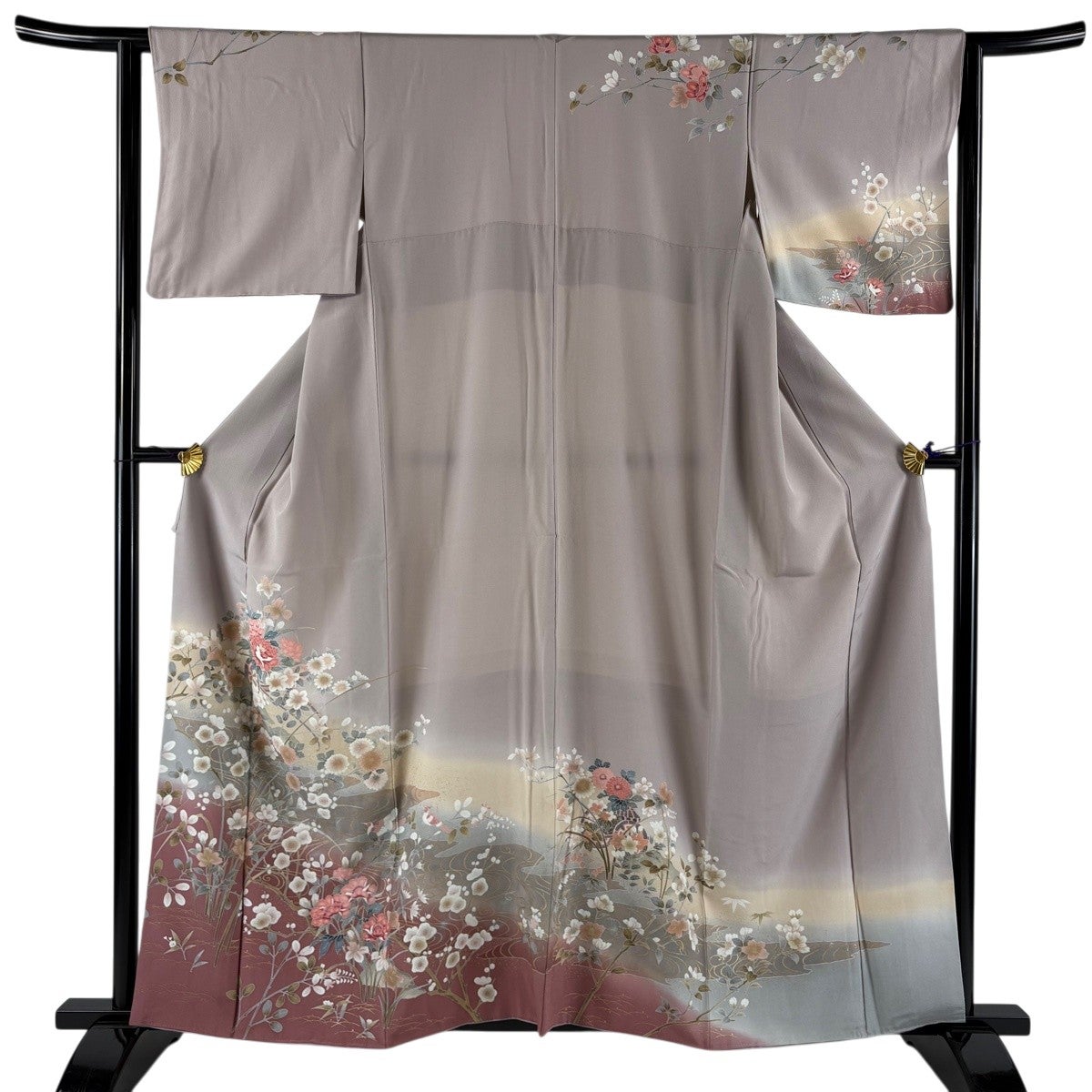 逸品 未使用 しつけ付 正絹 訪問着 身丈154cm 金銀彩 花唐草 暈し 50%OFF 訪問着 身丈155cm 裄丈63cm S 袷 鏡裏文 花唐草 金銀彩 ぼかし