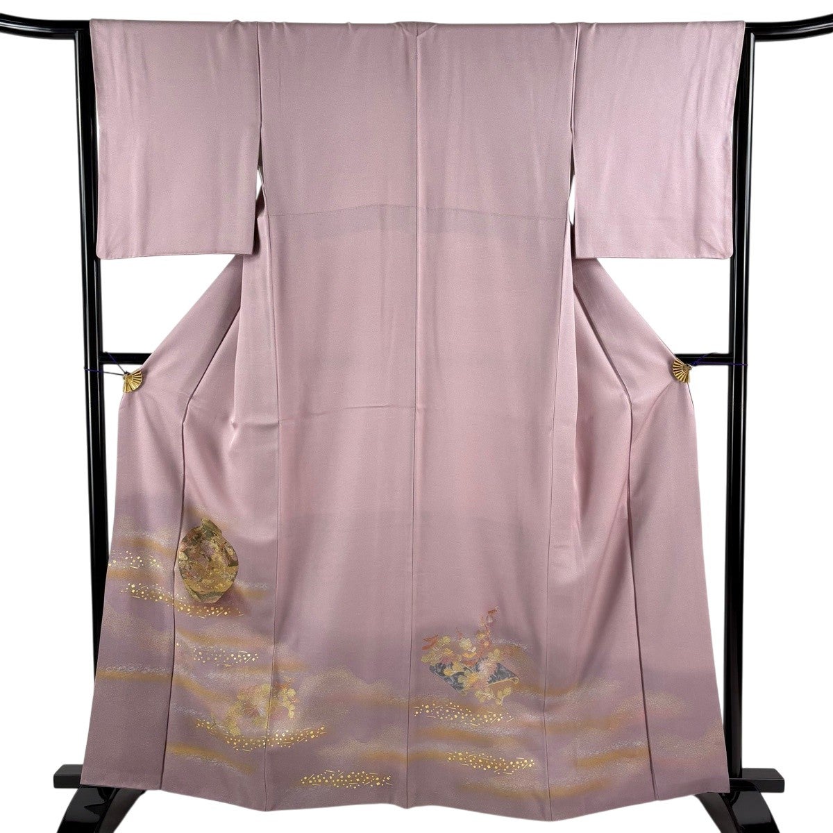 色留袖 身丈163cm 裄丈65cm M 袷 壺 草花 金銀彩 ぼかし 灰紫 正絹 秀