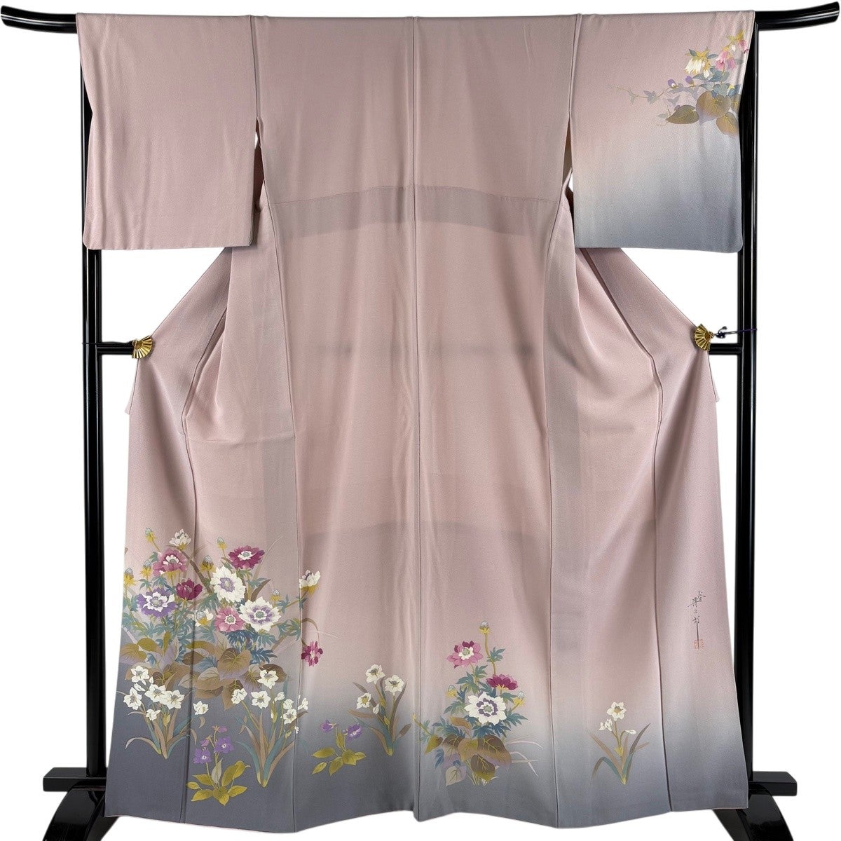 訪問着 身丈162cm 裄丈62cm S 袷 二代目清次郎 落款あり 桜 花びら
