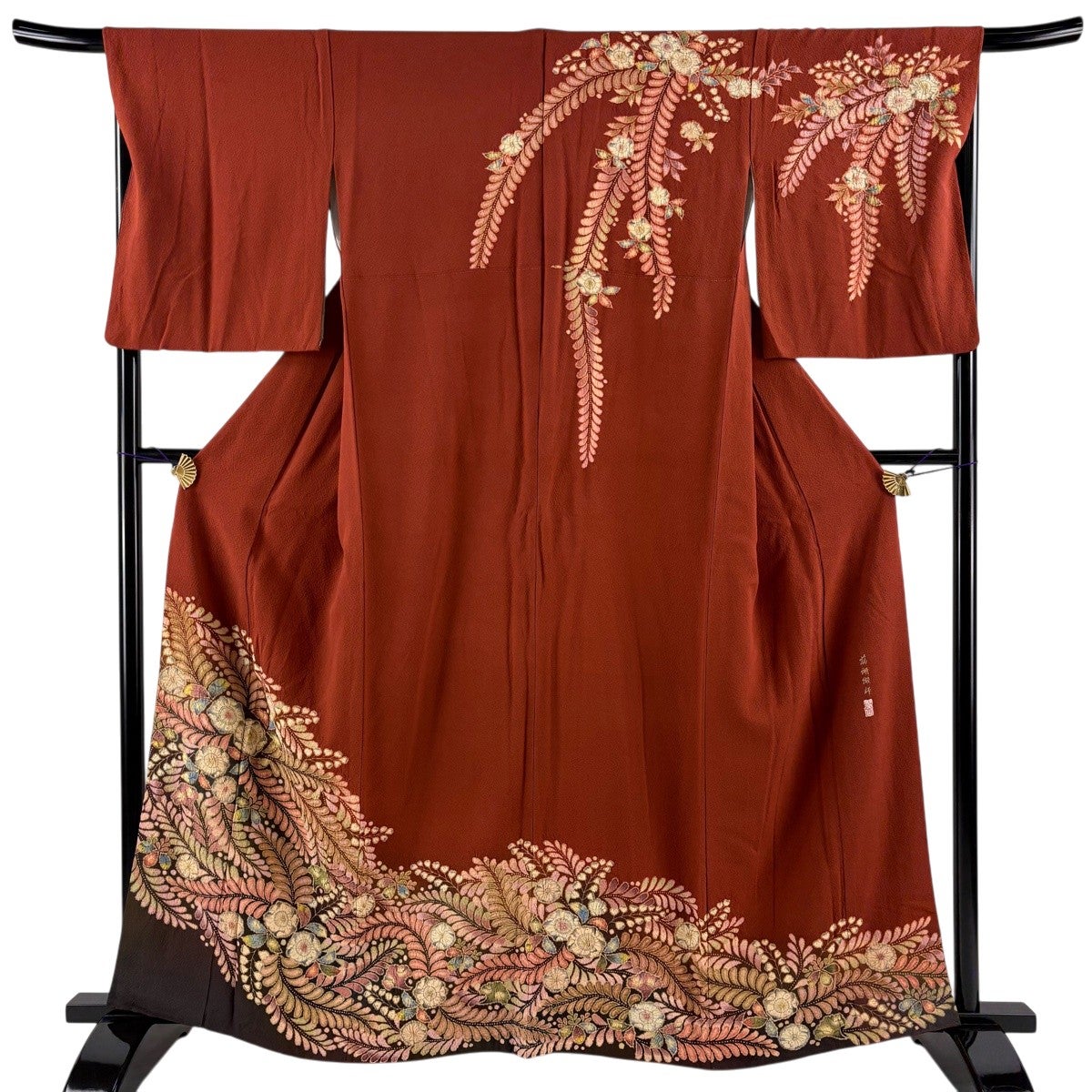 訪問着 身丈161.5cm 裄丈67.5cm L 袷 翠山工房 落款あり 辻が花