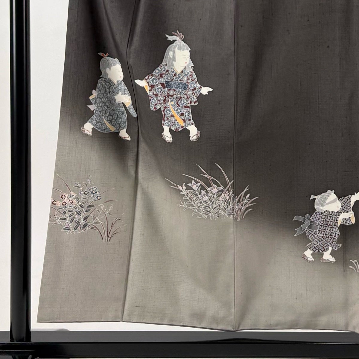 美品】 訪問着 身丈156cm 裄丈62.5cm S 袷 紬地 落款あり 童 草花