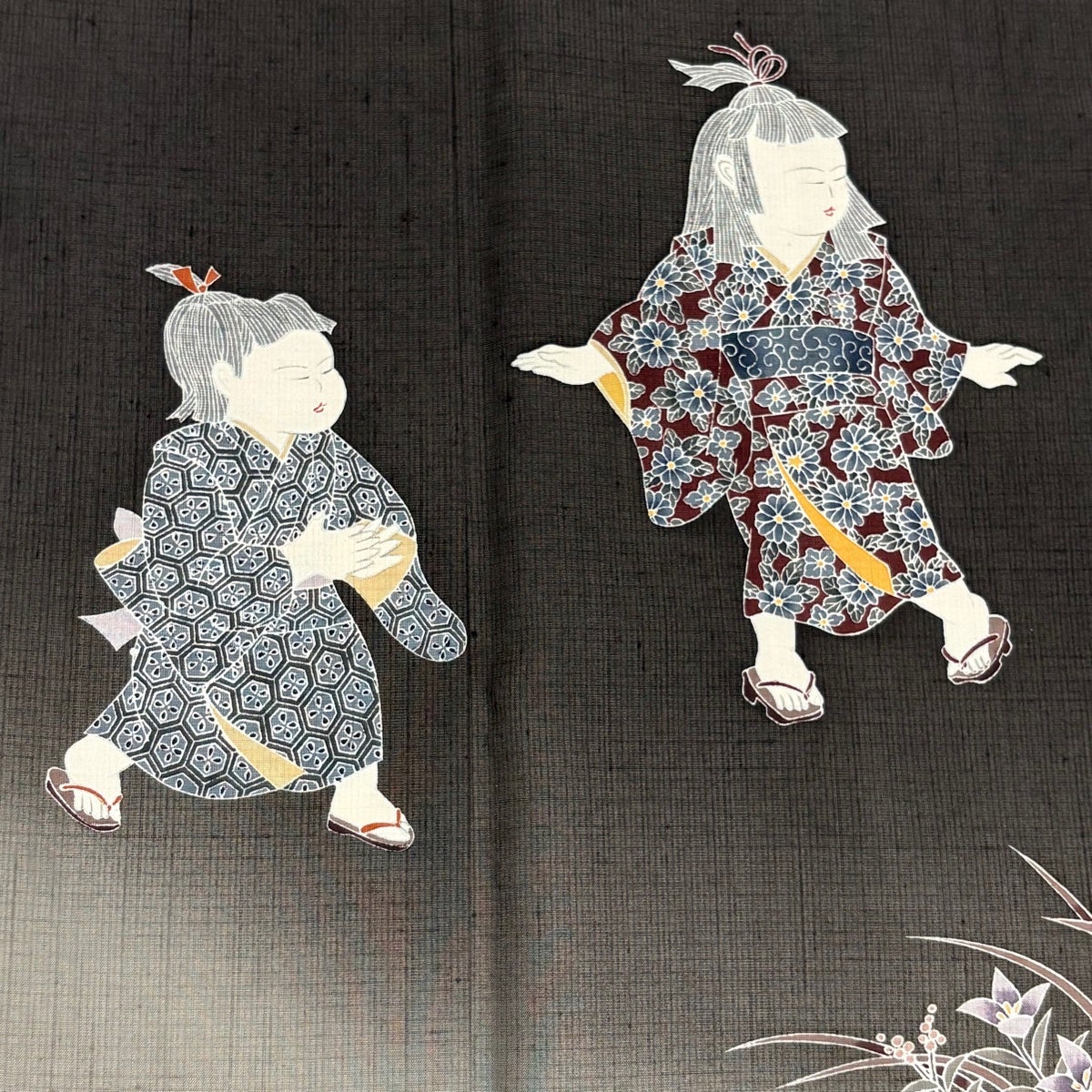美品】 訪問着 身丈156cm 裄丈62.5cm S 袷 紬地 落款あり 童 草花