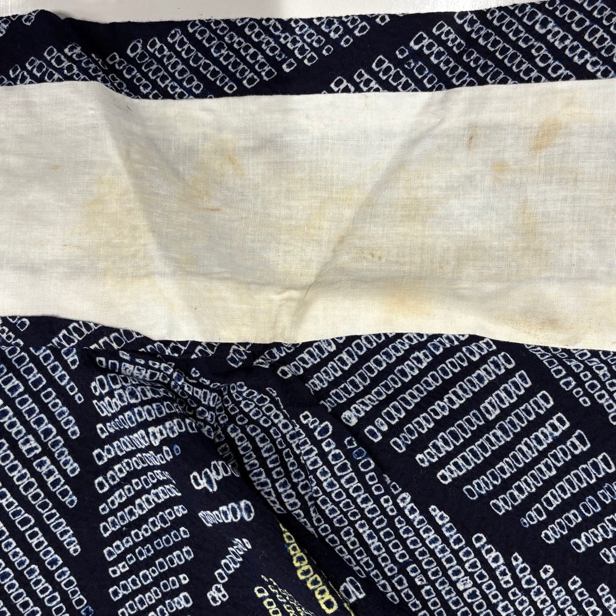 浴衣 身丈157.5cm 裄丈66cm M 絞り浴衣 花 幾何学模様 濃紺 綿 名品