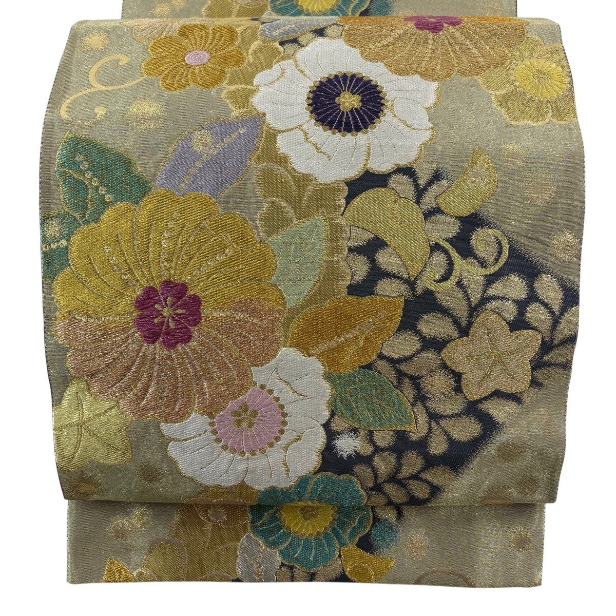 袋帯 秀品 草花 金銀糸 箔 金色 全通 正絹｜中古・古着・リサイクル