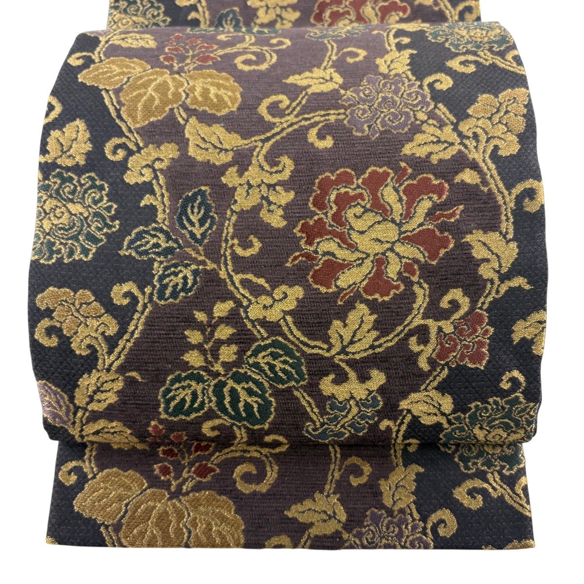 50%OFF 【美品】 袋帯 名品 本金全通本袋 桐竹鳳凰紋 金糸 刺繍 紫 全