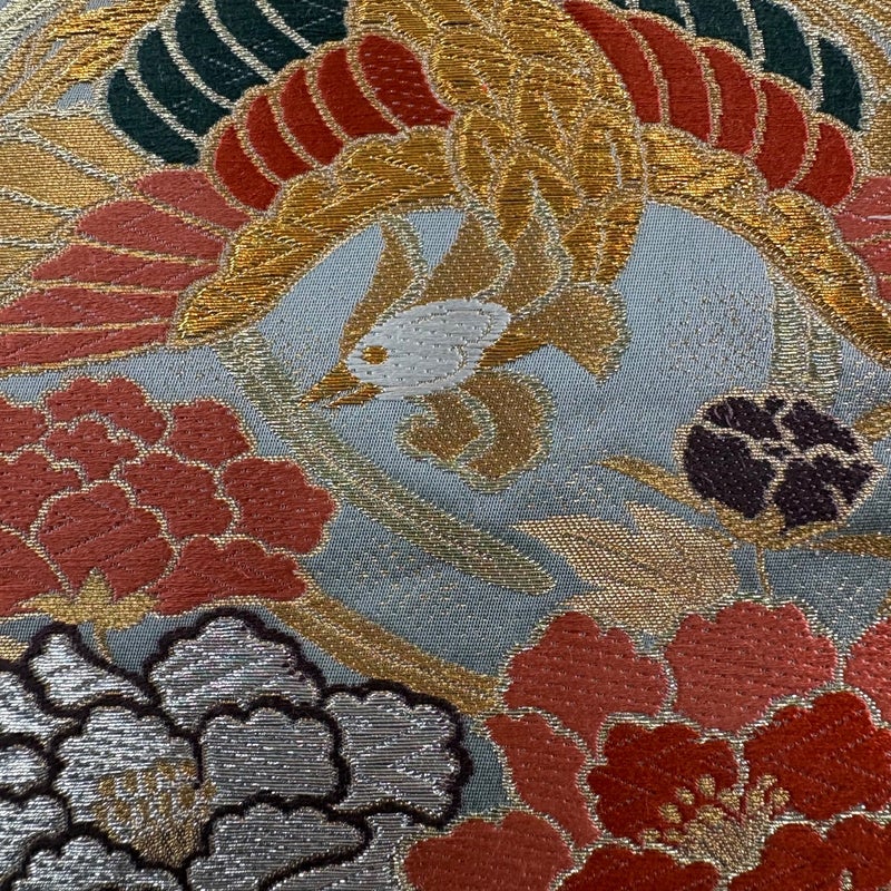 美品】 袋帯 逸品 河合美術織物 落款あり 京西陣織 立涌 牡丹