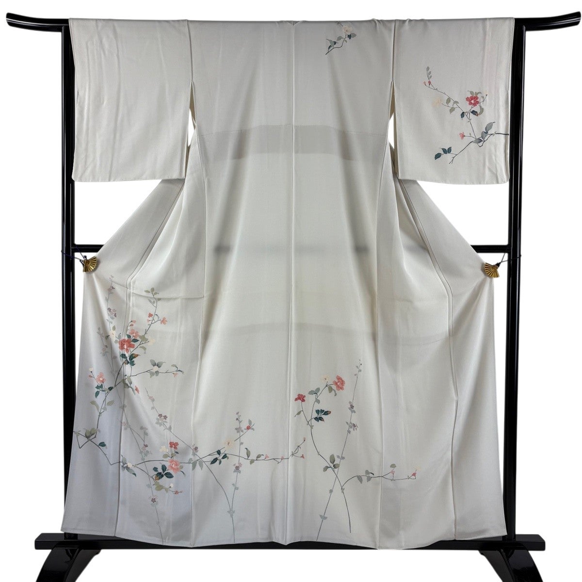 【 新品未使用 】訪問着セット 身丈155cm 裄丈62cm 訪問着 身丈155cm 裄丈62cm S 単衣 鳥 葉柄 刺繍 銀通し 灰緑 正絹 秀