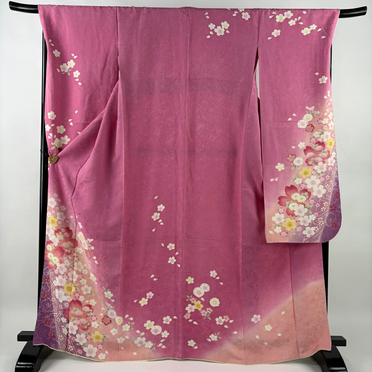 振袖 身丈167cm 裄丈70.5cm L 袷 桜 金彩 ぼかし ピンク 正絹 名品